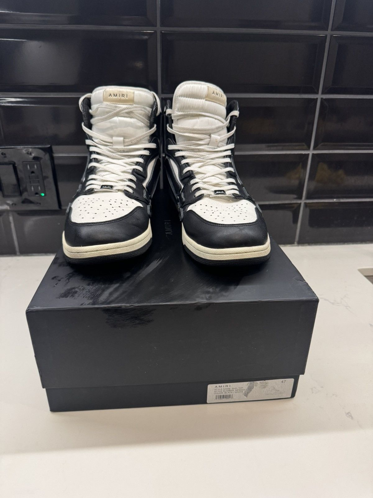 Amiri AMIRI Skel Top High Sneakers Black/White – Size 14 Size US 14 / EU 47 - 1 Thumbnail