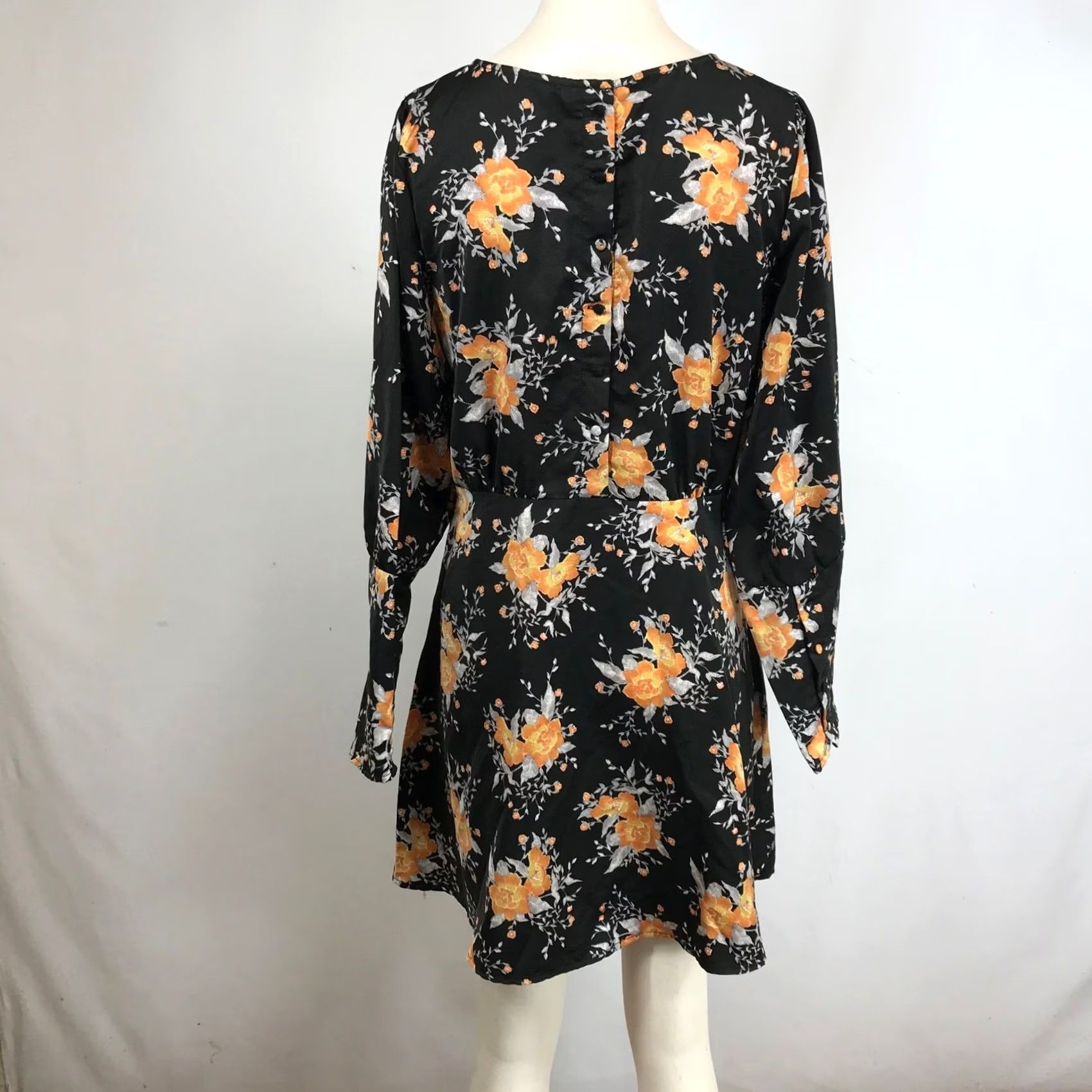 Free People Free People Dress Floral Long Sleeve Knee Length Black Orange A-Line 10 Womens Size L / US 10 / IT 46 - 5 Thumbnail