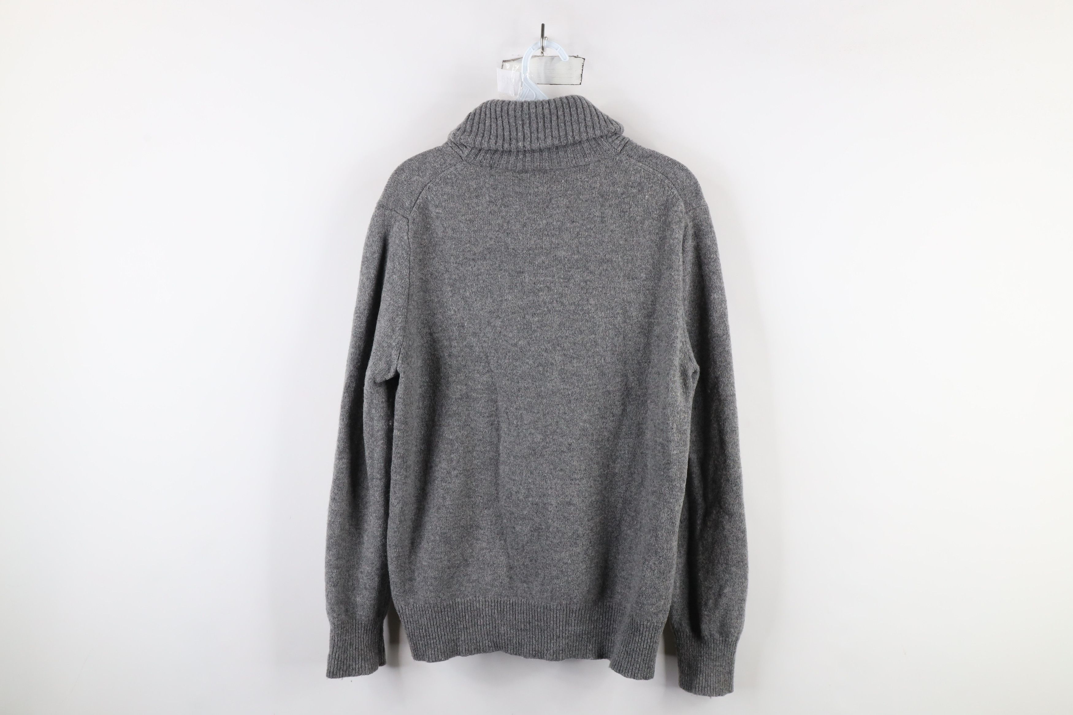 J.Crew × Vintage Vintage J Crew Wool Knit Shawl Collar Henley Sweater Gray Size US M / EU 48-50 / 2 - 8 Thumbnail
