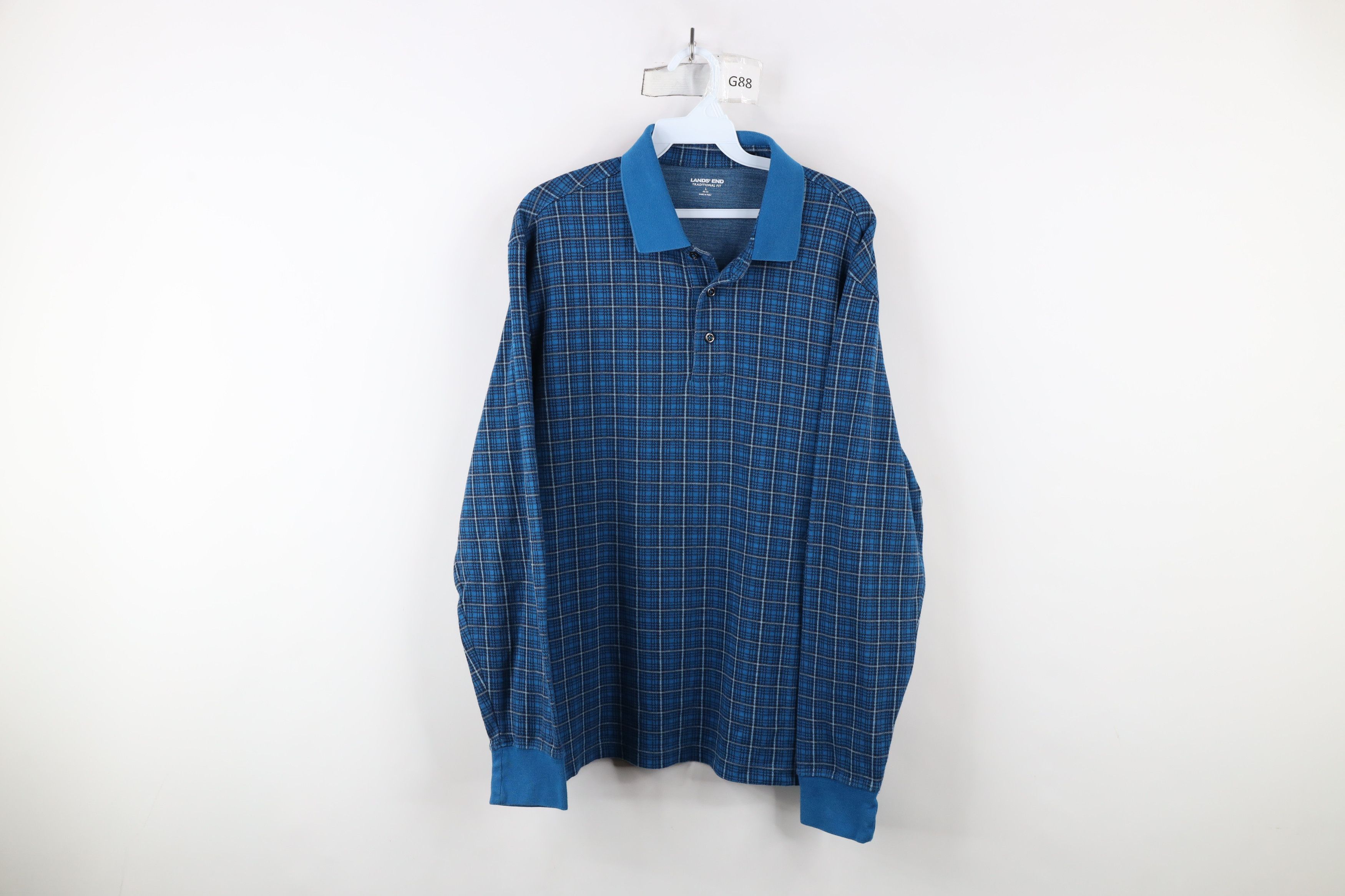 Lands' End × Vintage Vintage Y2K Lands End Long Sleeve Rugby Polo Shirt Plaid Size US L / EU 52-54 / 3 - 1 Thumbnail
