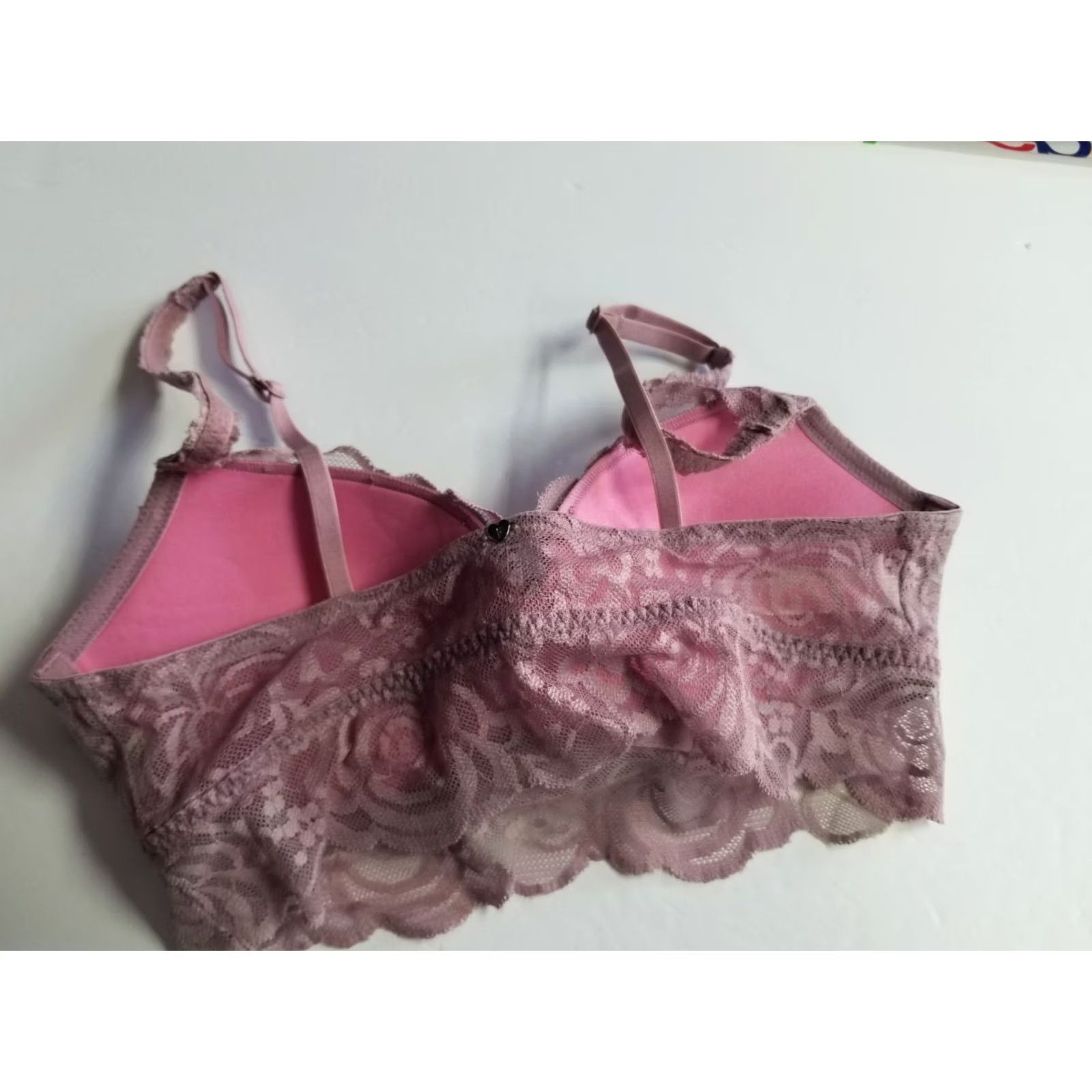 Victoria's Secret Victoria's Secret Pink Bralette Bra Underwired DD Cup S Purple Floral Boho Chic Adjustable Strap Back Closure Lightweight Vintage: No Girls Women Size ONE SIZE - 4 Thumbnail