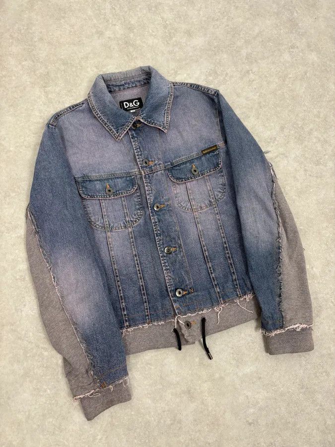 Dolce & Gabbana 2000s Dolce & Gabbana Blue Distressed Hybrid Denim Jacket Distressed Size US S / EU 44-46 / 1 - 4 Thumbnail