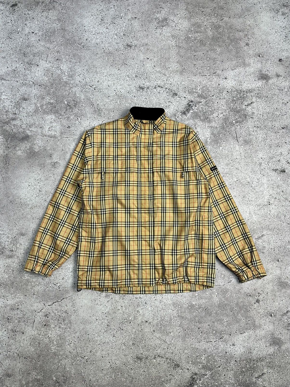 image of Burberry Golf Full Nova Check Gore-Tex Jacket in Beige, Men's (Size Small)