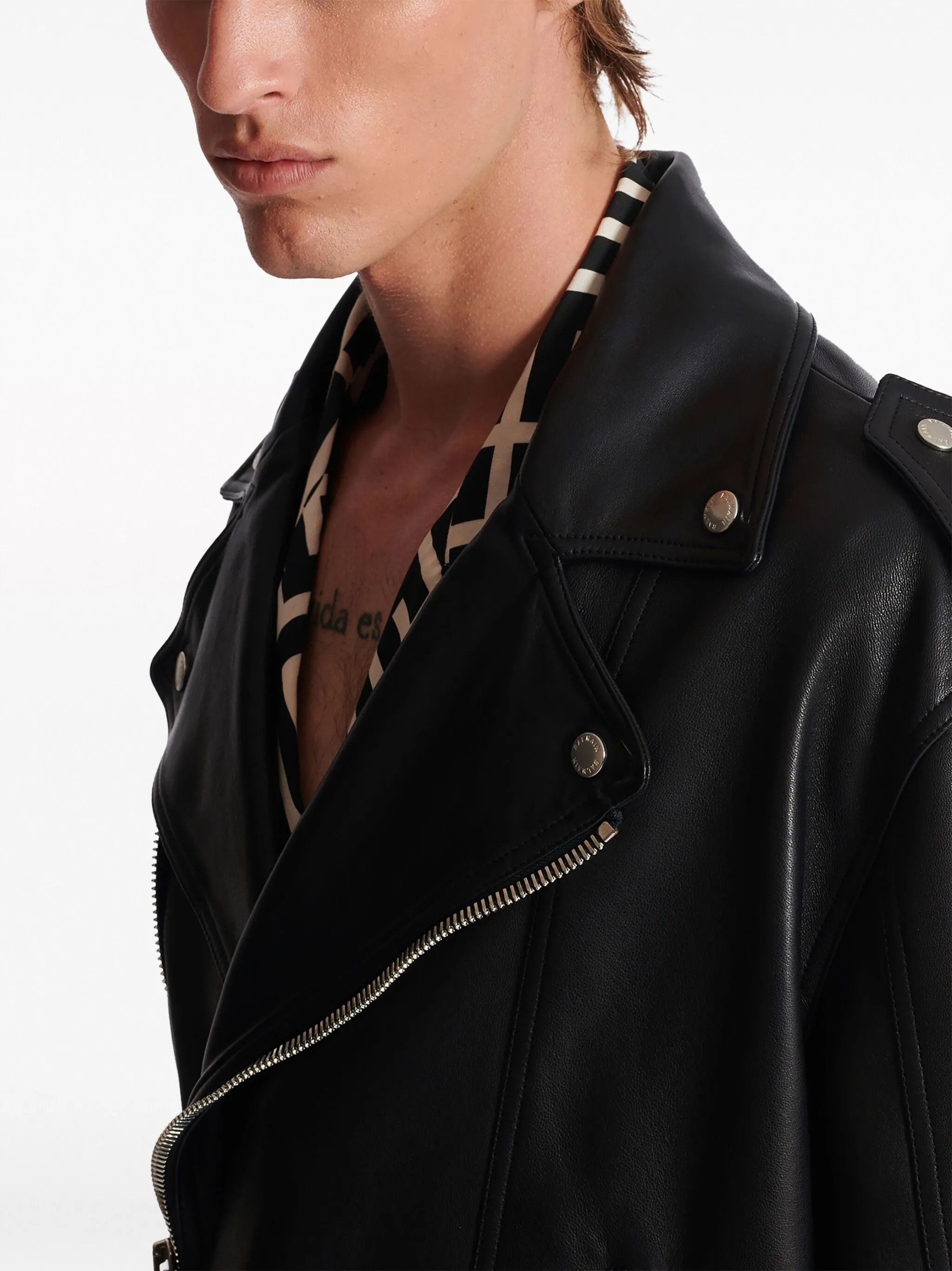 Balmain o1srvl11e1025 Leather Biker Jacket in Black Size US M / EU 48-50 / 2 - 6 Thumbnail