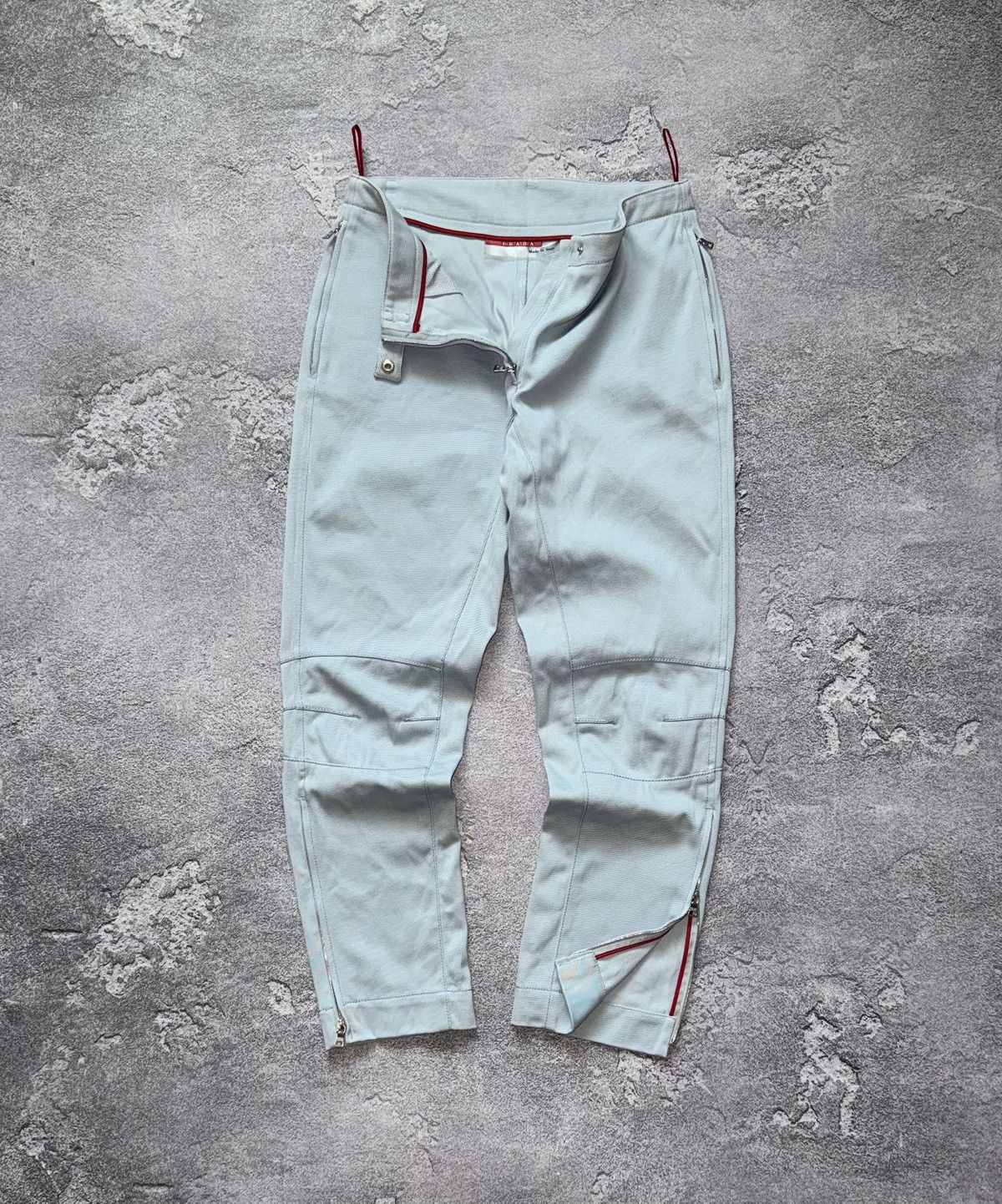 Prada × Vintage Prada 42 blue zip vintage sweat pant trouser chino zip jean Size 28" / US 6 / IT 42 - 2 Thumbnail