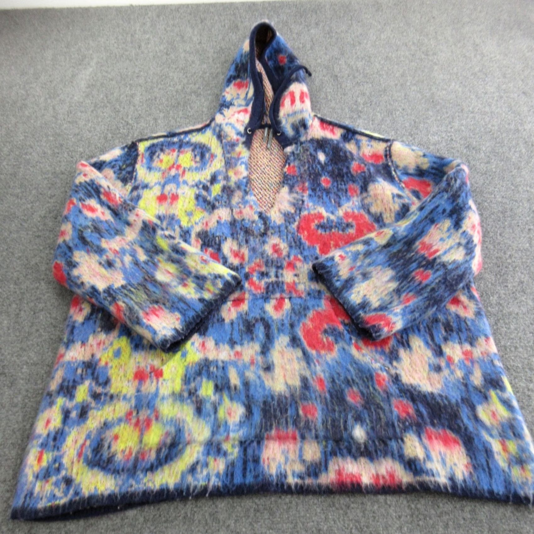 Anthropologie Anthropologie Sweater Womens L/XL Multicolor V-Neck Hooded Knit Pullover Casual Winter Geometric Knit Size L / US 10 / IT 46 - 2 Thumbnail
