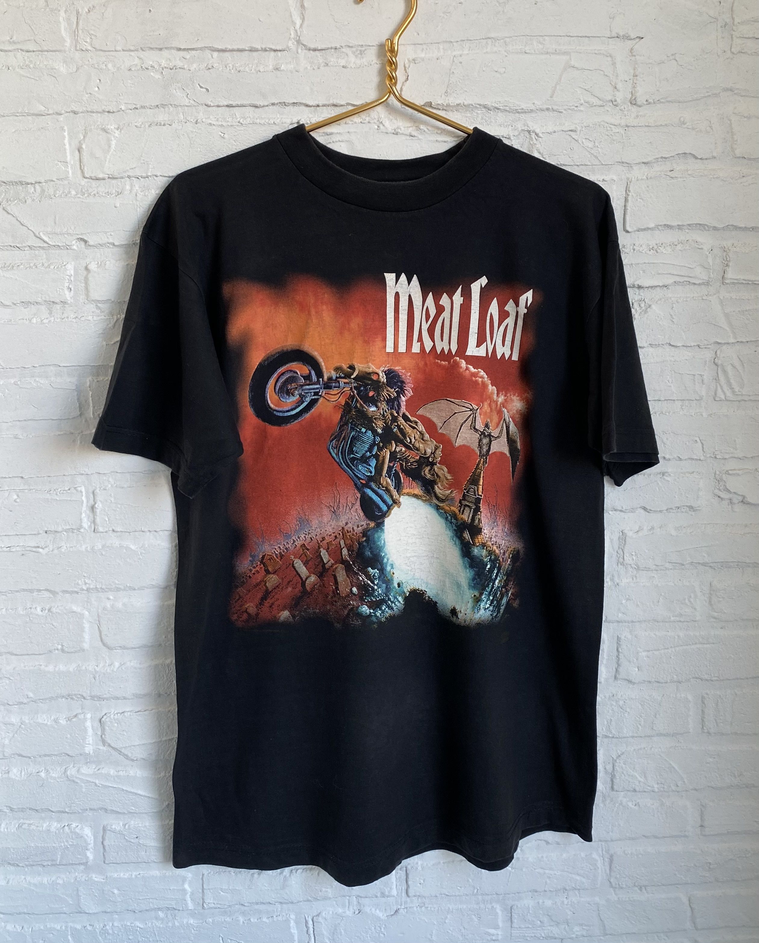 Band Tees × Vintage Vintage 90s Meat Loaf bat out of hell tour t-shirt Size US L / EU 52-54 / 3 - 1 Thumbnail