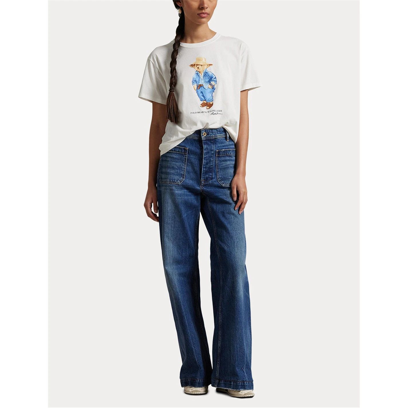 Polo Ralph Lauren o1g2r1mq1025 Denim Bear T-Shirt in White Size M / US 6-8 / IT 42-44 - 4 Thumbnail