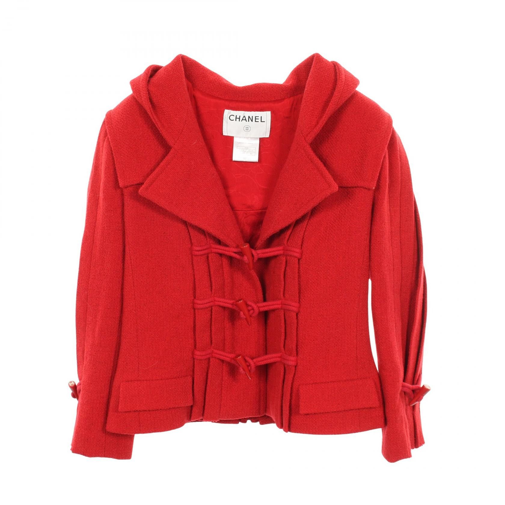 Chanel Chanel Chanel Wool Short Coat Textile Outerwear P29302V15218 DUTY FREE for USA Size ONE SIZE - 1 Thumbnail