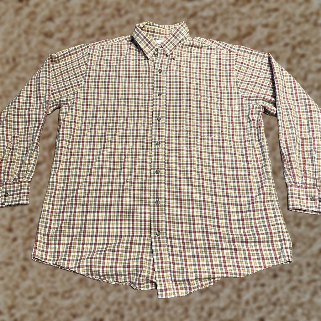 Vintage Patrick James Plaid Button Down Adult Large Beige Gingham Pocket Longsleeve Mens Shirt Beige 90s Retro USA Mens Size US L / EU 52-54 / 3 - 1 Thumbnail