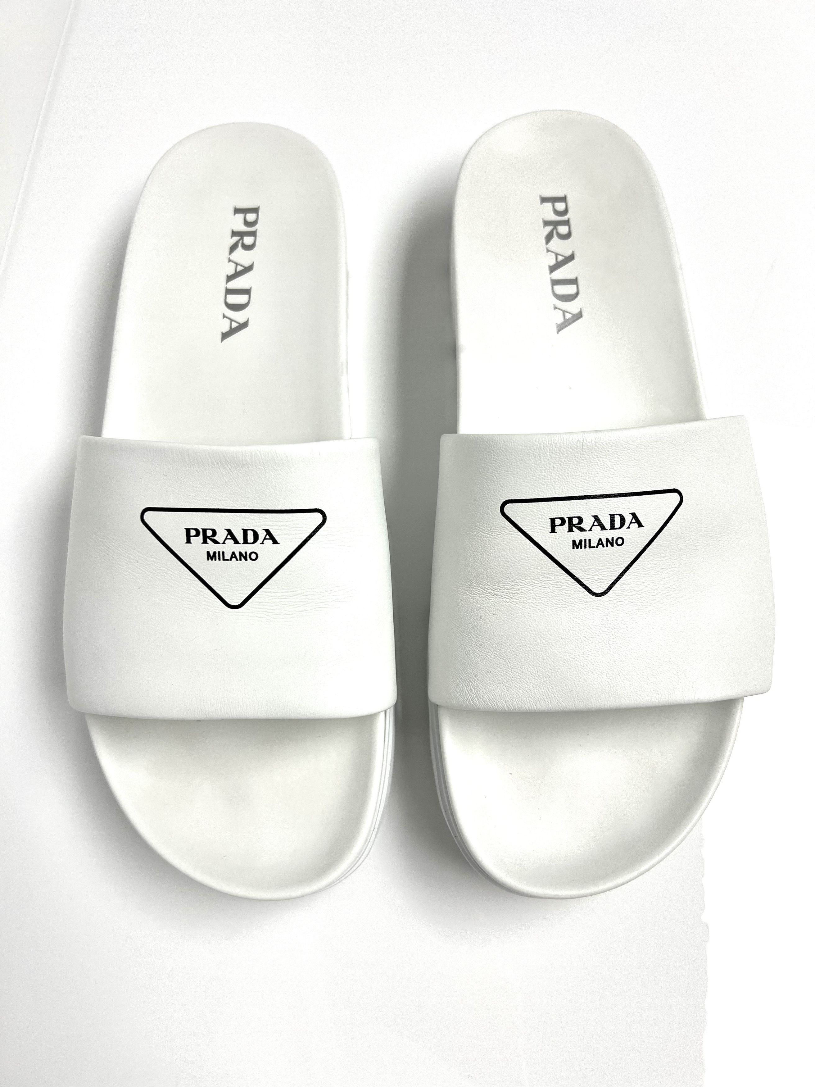 Prada PRADA Lug Sole Leather Slides / Sandals | Grailed