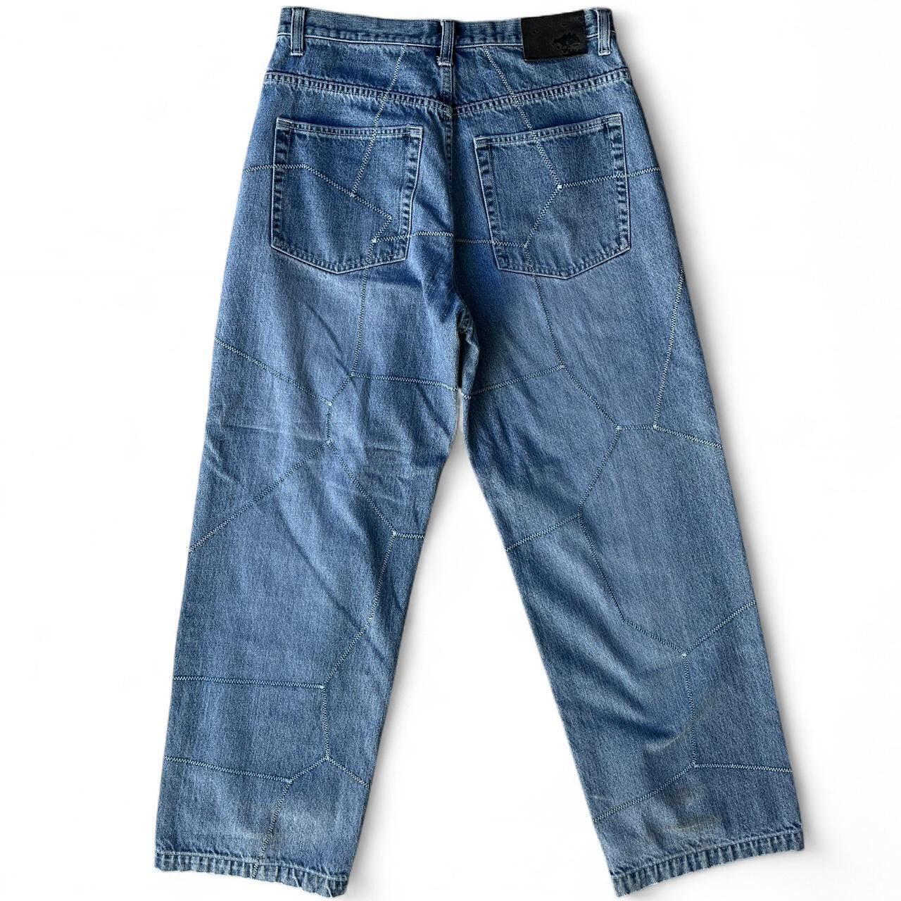 Other Vintage Koman Baggy Patchwork Stitch Jeans Size US 34 / EU 50 - 2 Thumbnail