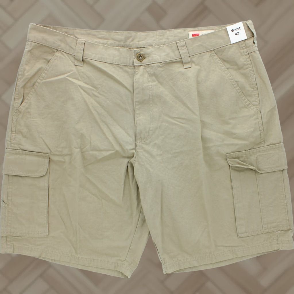 Wrangler Wrangler Cargo Shorts Slim Straight Rip-Stop 7-Pocket 9" Inseam Big & Tall Men Khaki Cargo Pocket Spring Summer Fall Mens Size US 42 / EU 58 - 1 Thumbnail