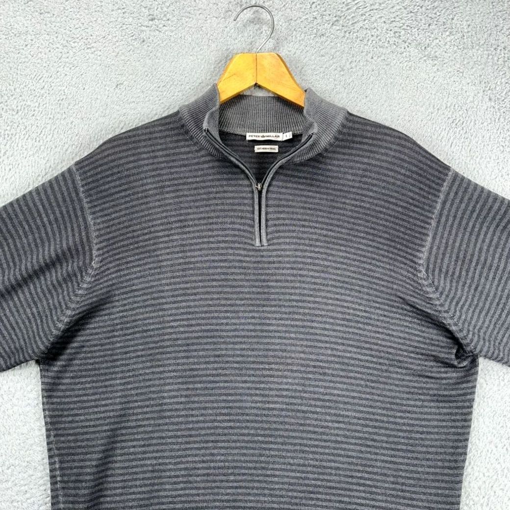 Peter Millar VINTAGE Peter Millar Pullover Sweater Men L Gray Stripe Merino Wool Knit Italy Made Size US L / EU 52-54 / 3 - 2 Thumbnail
