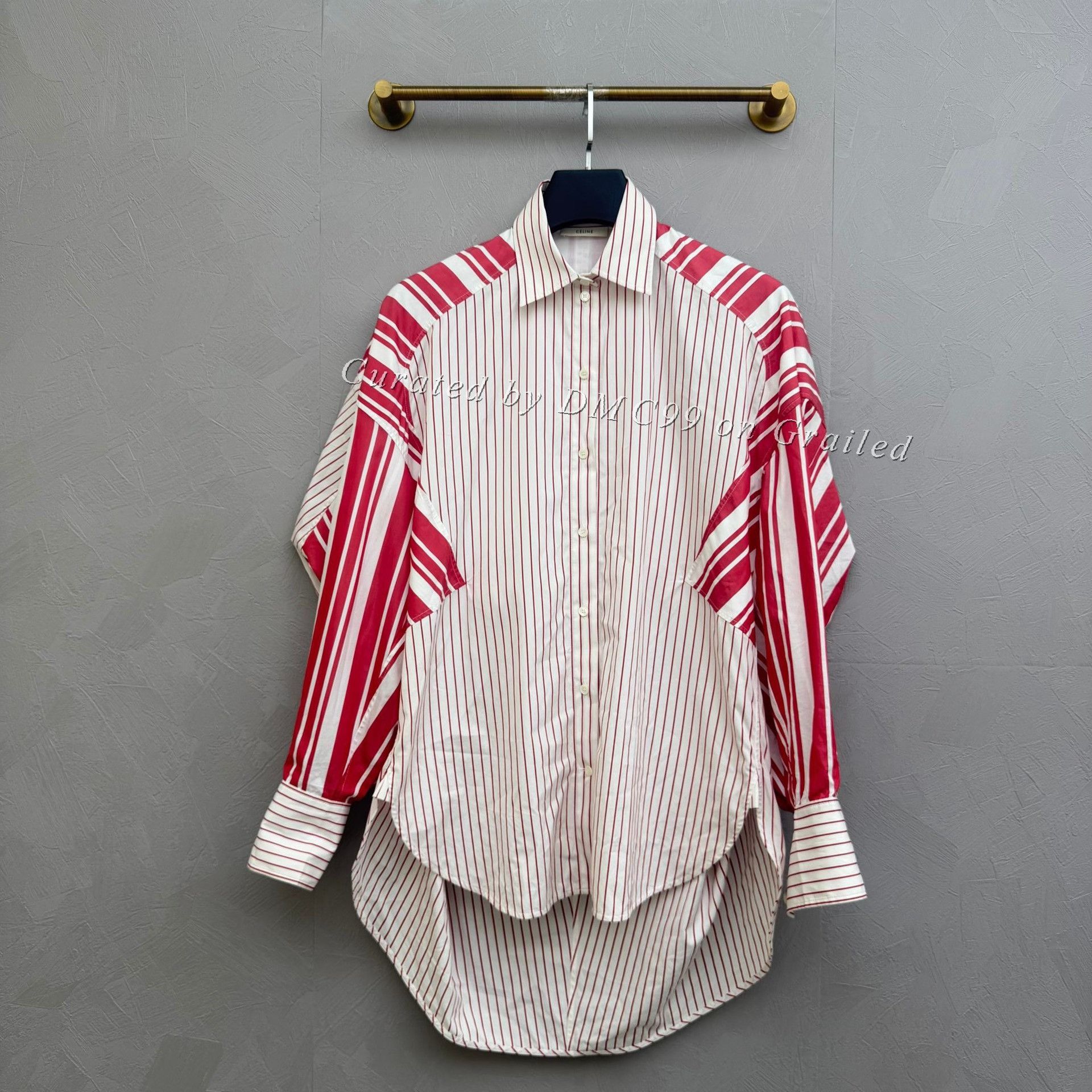 Celine Celine Old Celine Red White Stripe Plaid Shirt Coat Size S / US 4 / IT 40 - 1 Thumbnail