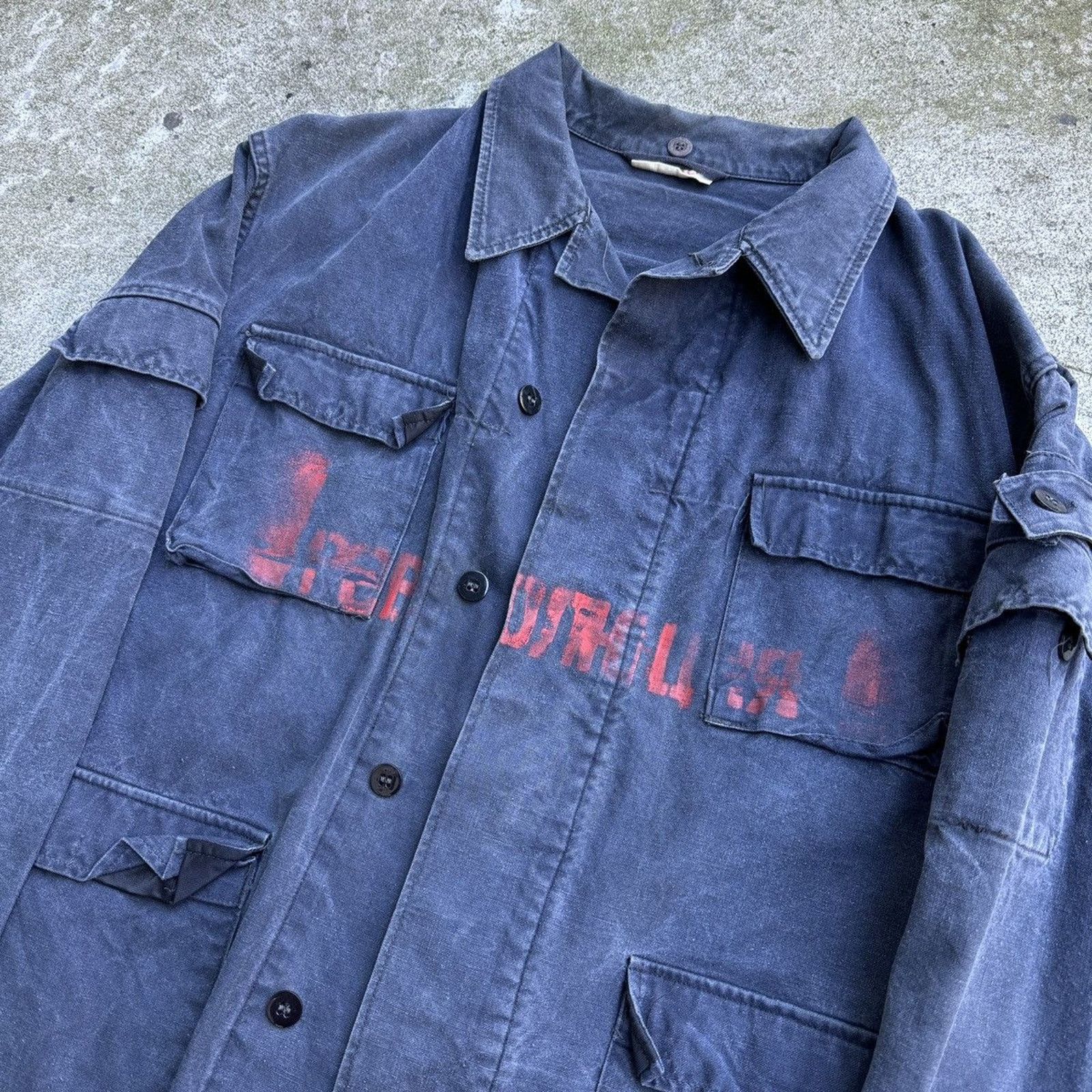 Vintage Faded Stencil Cargo Work Jacket ERD Grunge Chrome Balenci Size US L / EU 52-54 / 3 - 5 Thumbnail