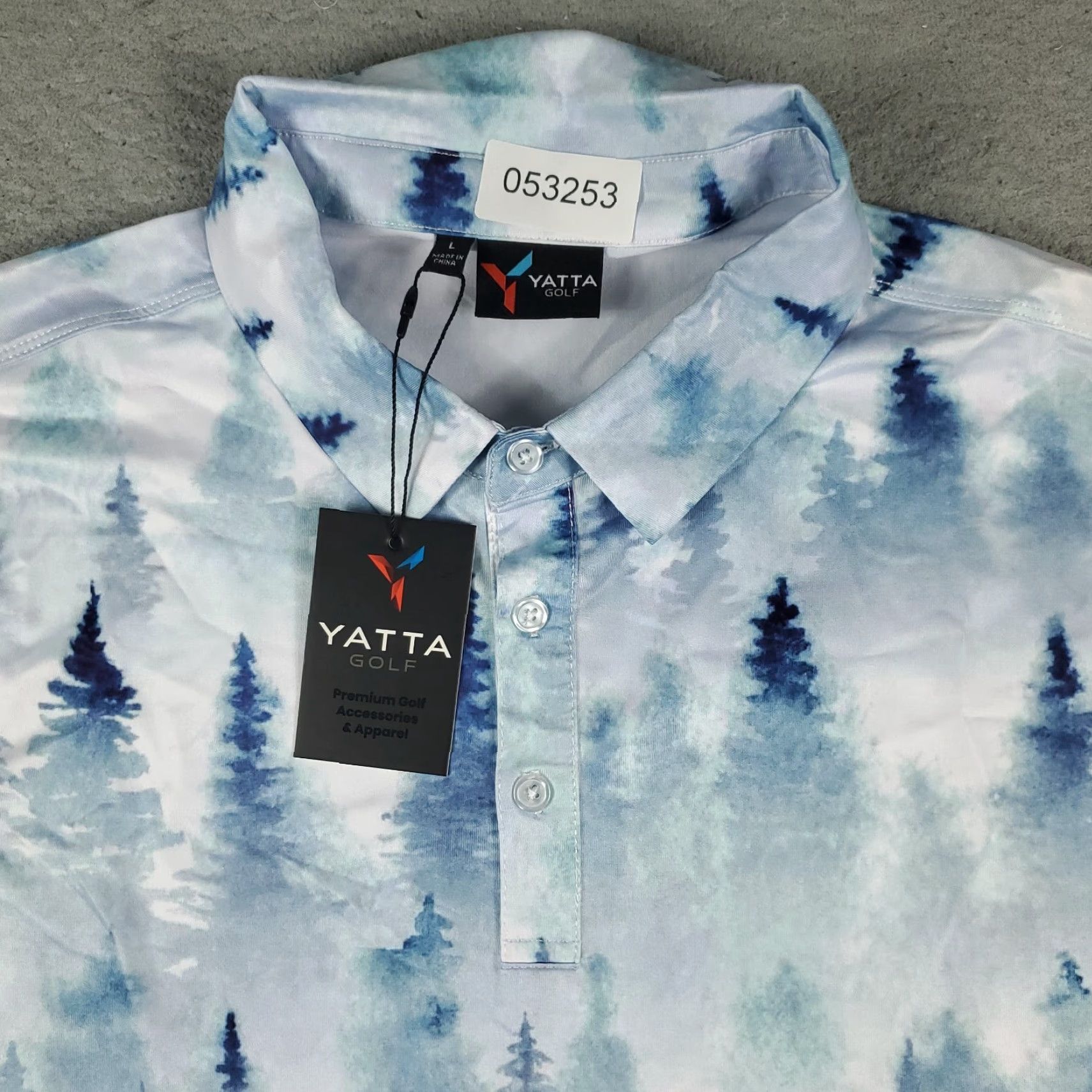 Callaway Yatta Callaway Polo Shirt Mens Large Blue White Forest Print Short Sleeve Size US L / EU 52-54 / 3 - 2 Thumbnail