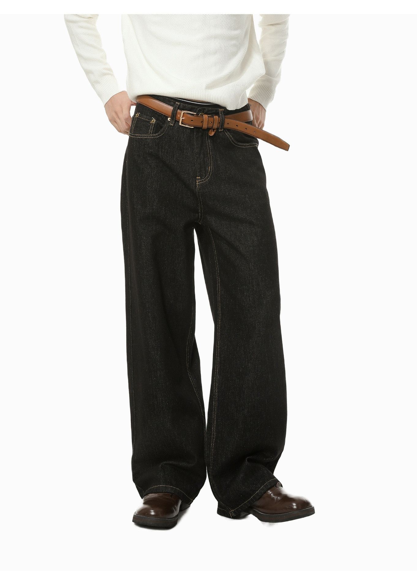 Jean Retro American men's black classic versatile loose jeans Size US 32 / EU 48 - 3 Thumbnail