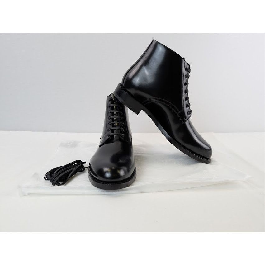 Celine o1rshd1 Leather Mid Top Shiny Classic Army Boots in Black Size US 7 / EU 40 - 18 Thumbnail
