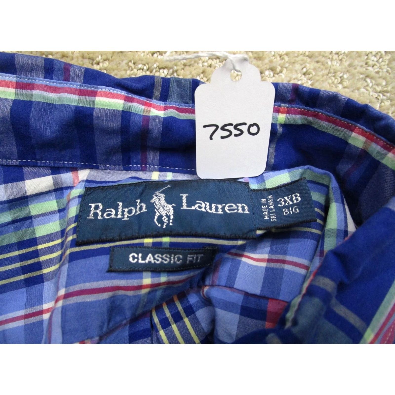 Ralph Lauren Ralph Lauren Shirt Men Big 3X Blue Plaid Long Sleeve Button-Down Classic Pony Shirt Size US XXL / EU 58 / 5 - 7 Thumbnail
