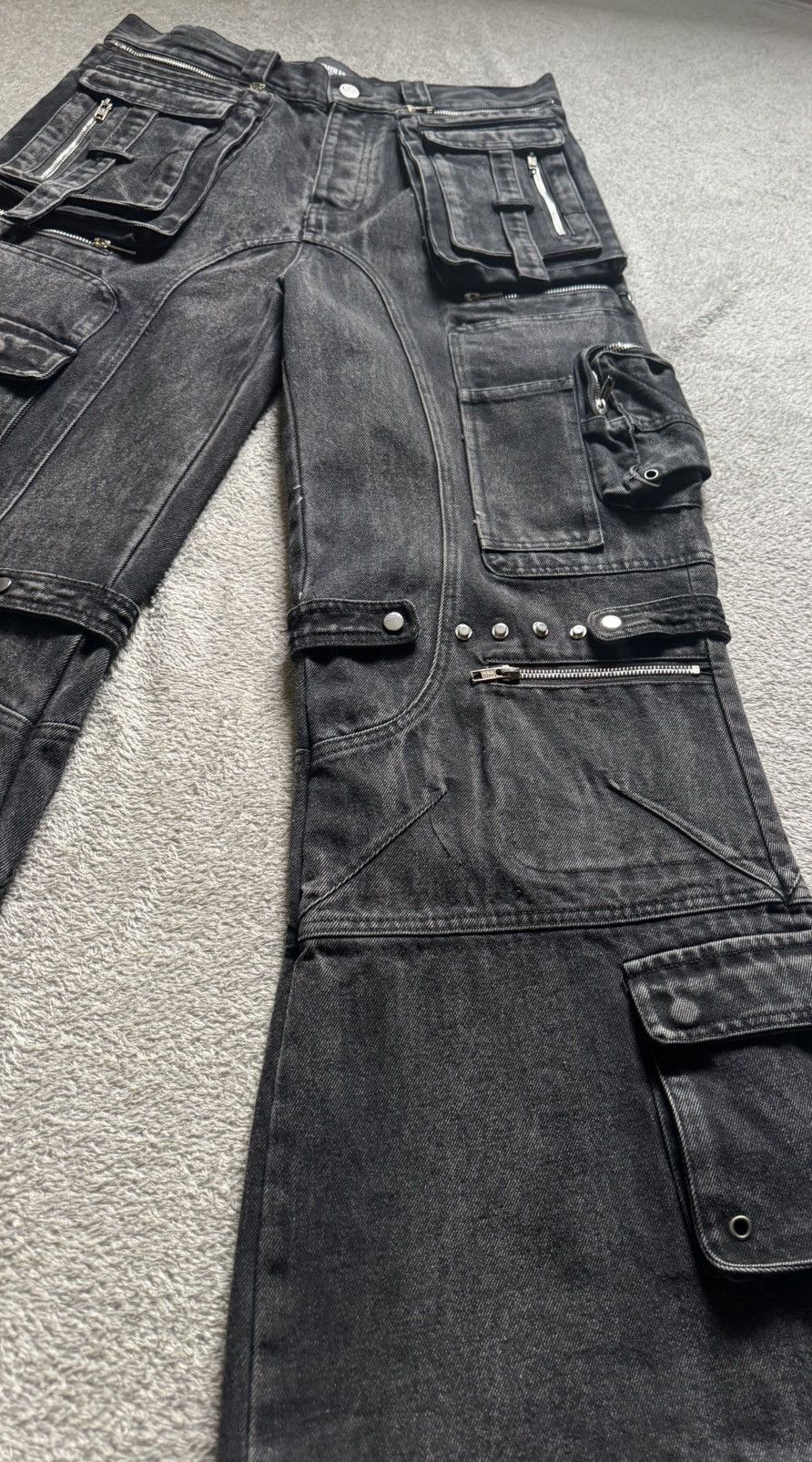 No Faith Studios No/Faith Studios Stone Wash Flare Pocket Cargo Jeans Size US 32 / EU 48 - 3 Thumbnail