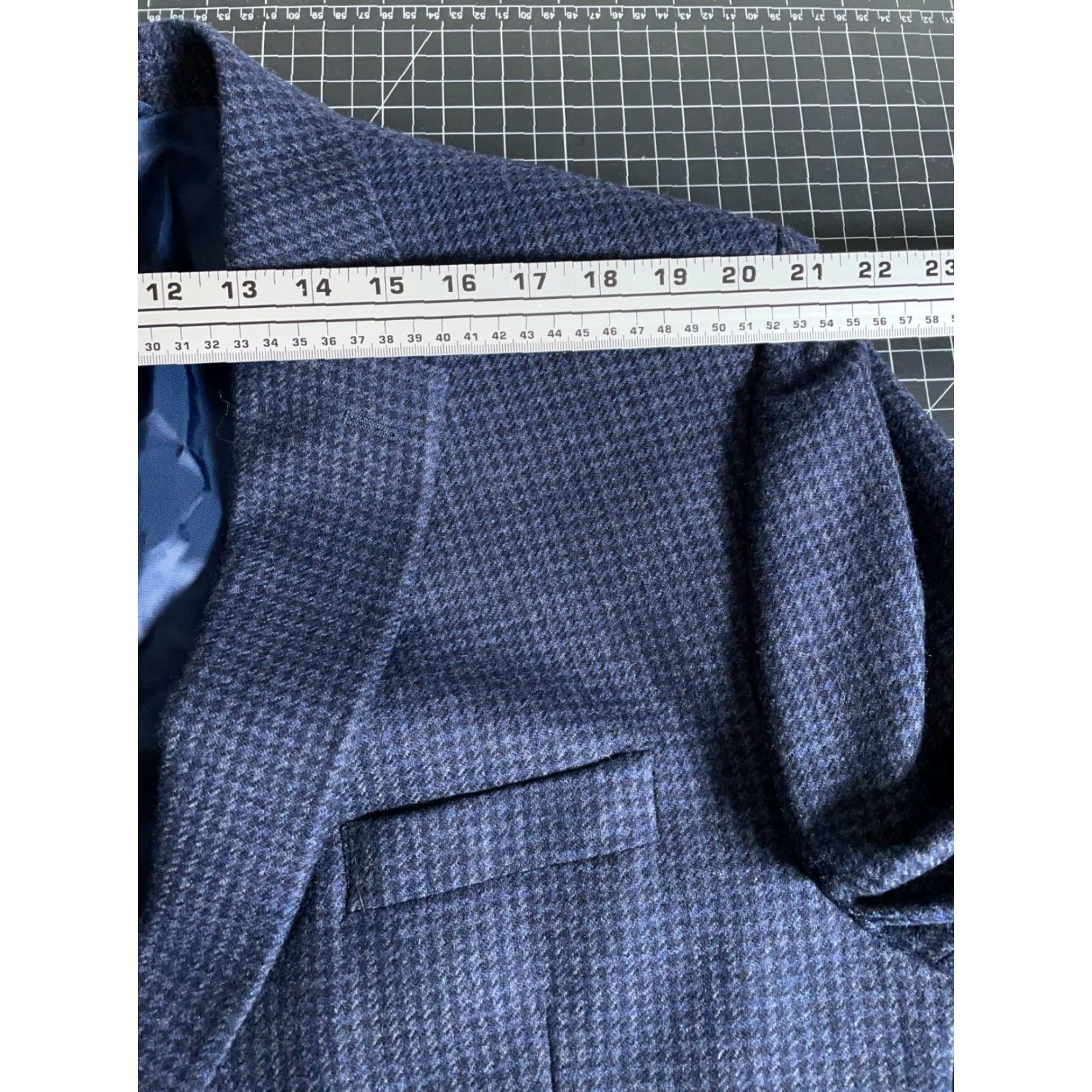 Ralph Lauren Lauren Ralph Lauren Blazer Men 48 Regular Blue Wool Houndstooth Jacket Size 48R - 7 Thumbnail