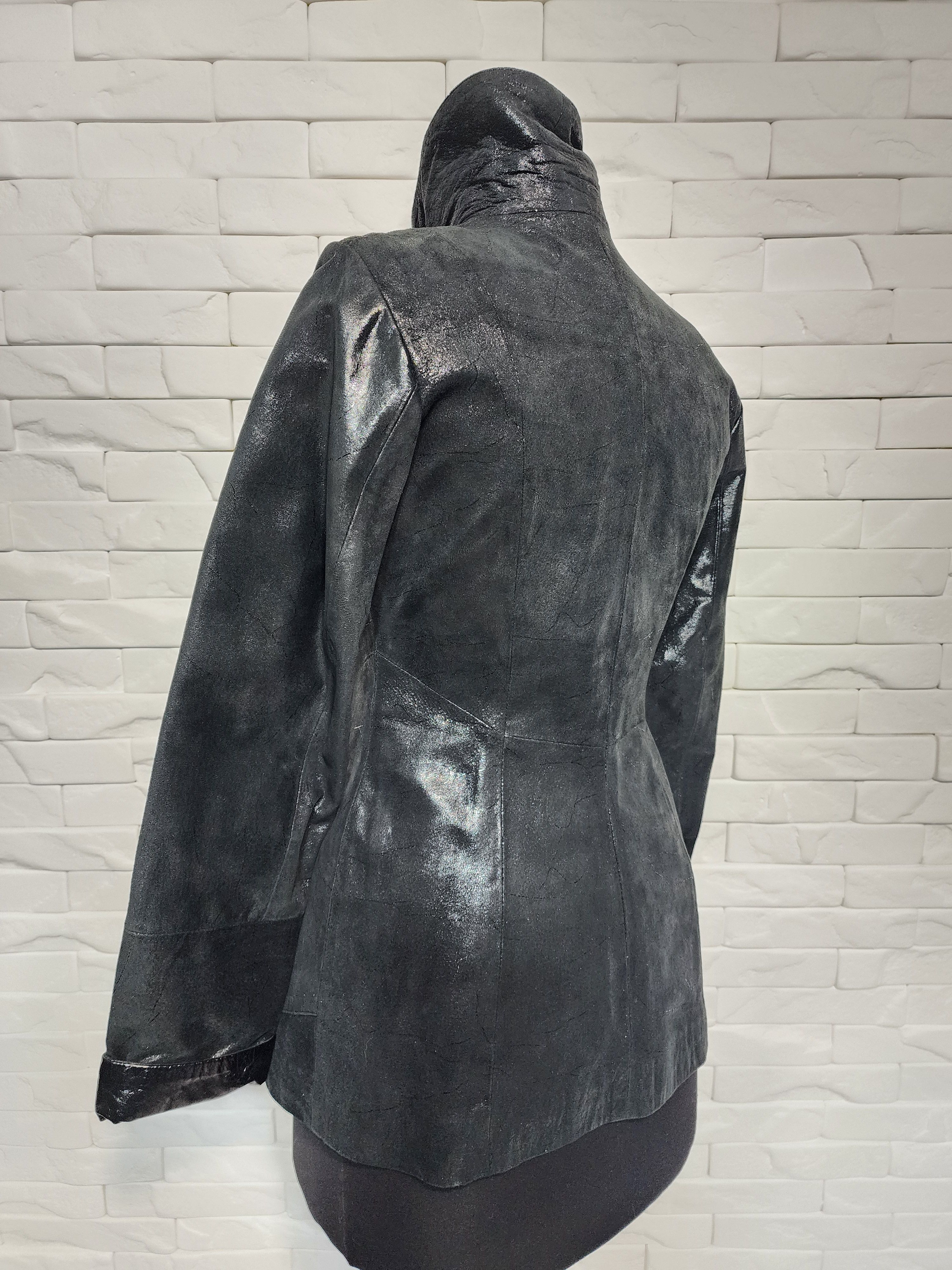 Designer Black Genuine Leather Jacket Size M / US 6-8 / IT 42-44 - 7 Thumbnail