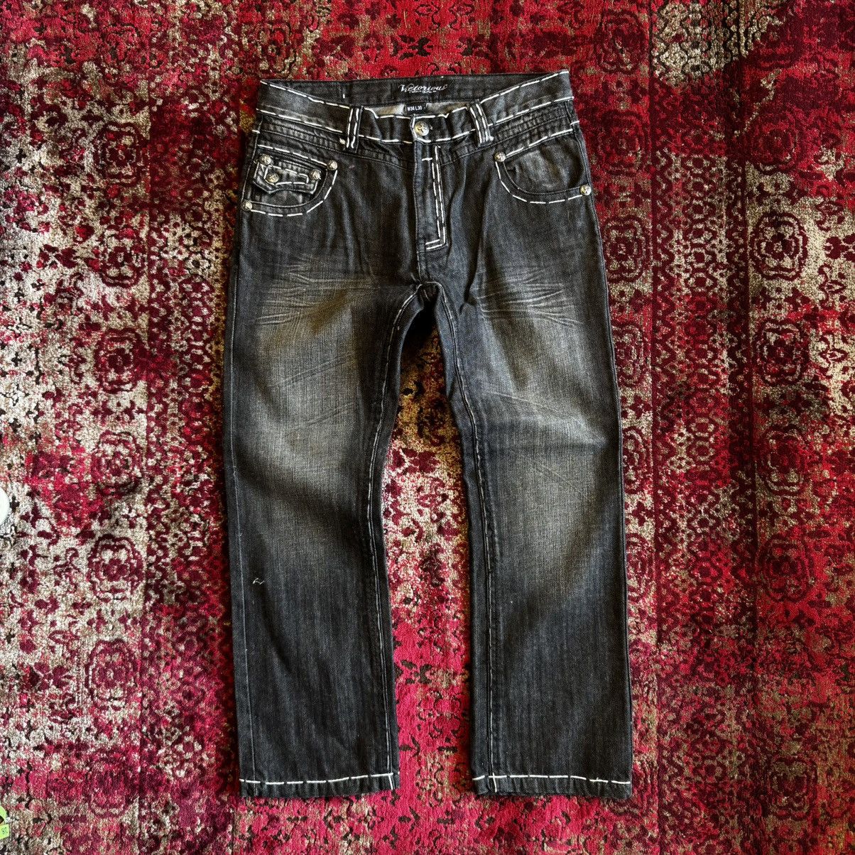 Other Victorious Y2K Jeans W Embroidered Flap Pockets Size US 34 / EU 50 - 7 Thumbnail