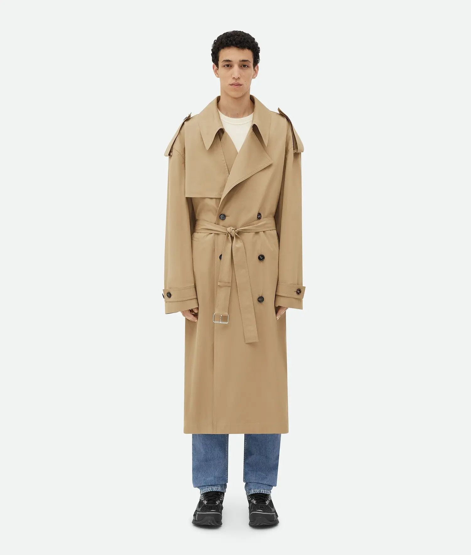 Bottega Veneta o1w1db10625 Cotton Trench Coat in Sand Size US M / EU 48-50 / 2 - 1 Thumbnail