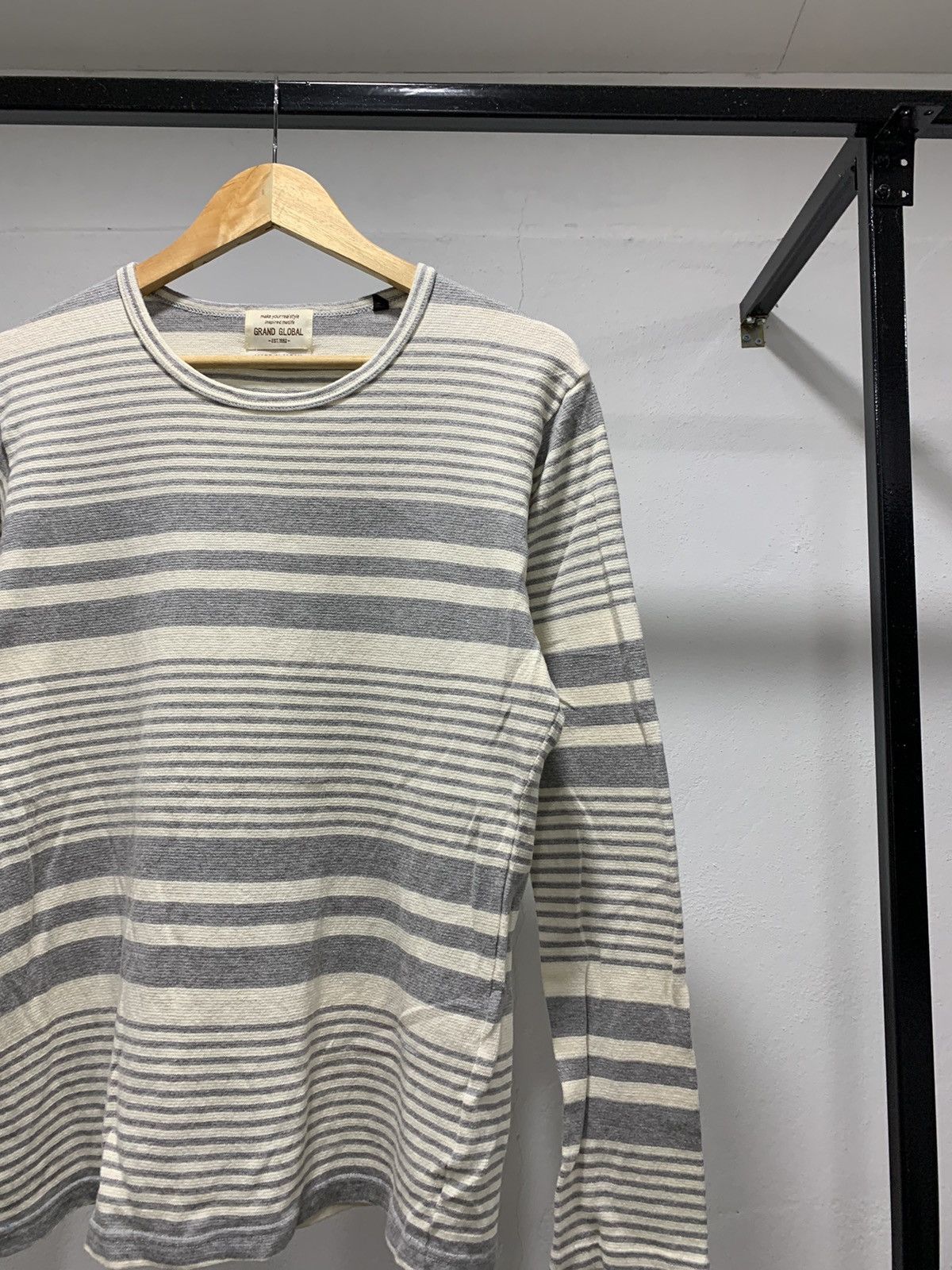 Japanese Brand × Vintage Rare💥 Made in Japan Stripes Knit Ls Shirt Size US S / EU 44-46 / 1 - 3 Thumbnail