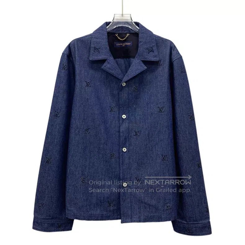 Louis Vuitton Louis Vuitton 25 Dark Blue Logo Beaded Cotton Lapel Single Size US L / EU 52-54 / 3 - 1 Thumbnail