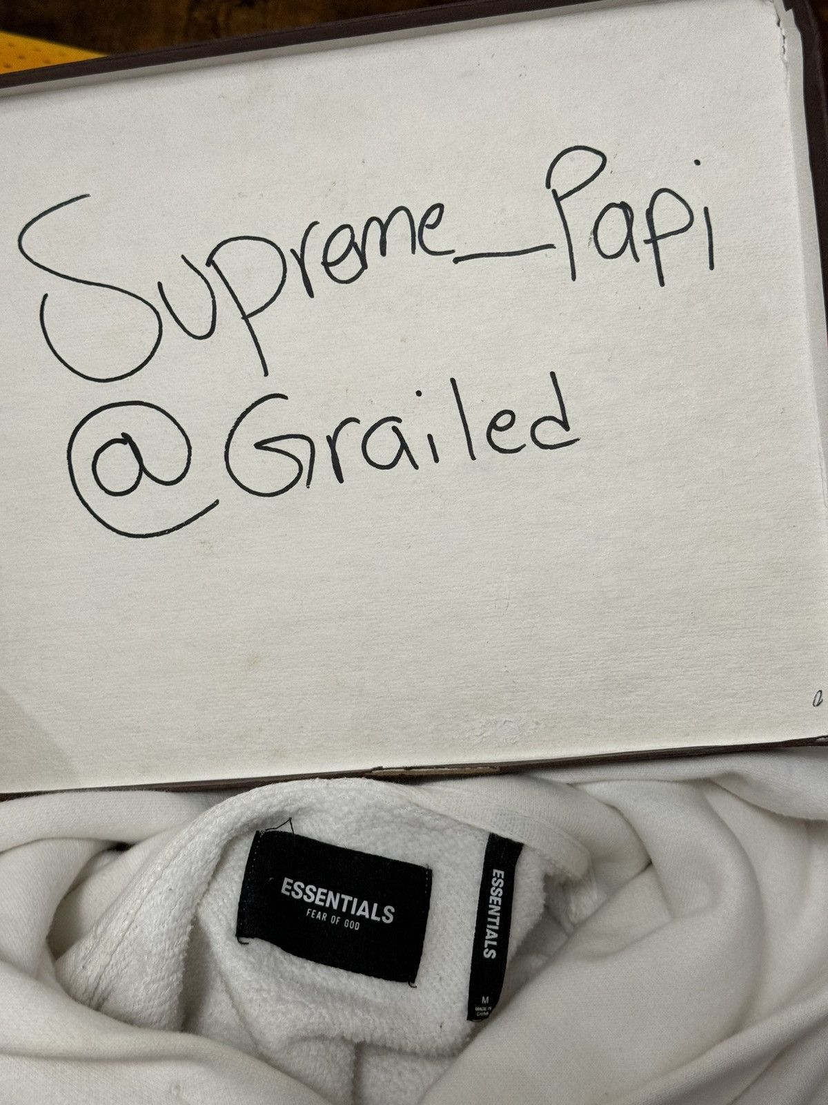 🔥Fear of God Essentials Boxy 3M Graphic Hoodie SZ Med White