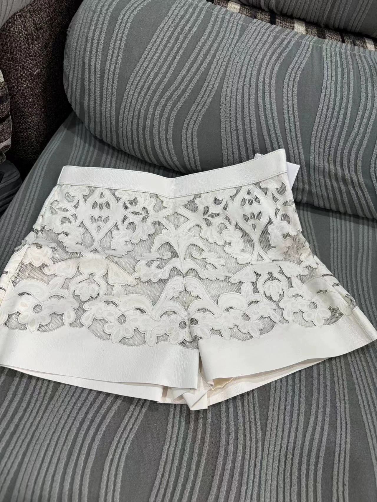 Dior Dior Leather & Lace Paneled Shorts (New) Size 26" / US 2 / IT 38 - 1 Thumbnail
