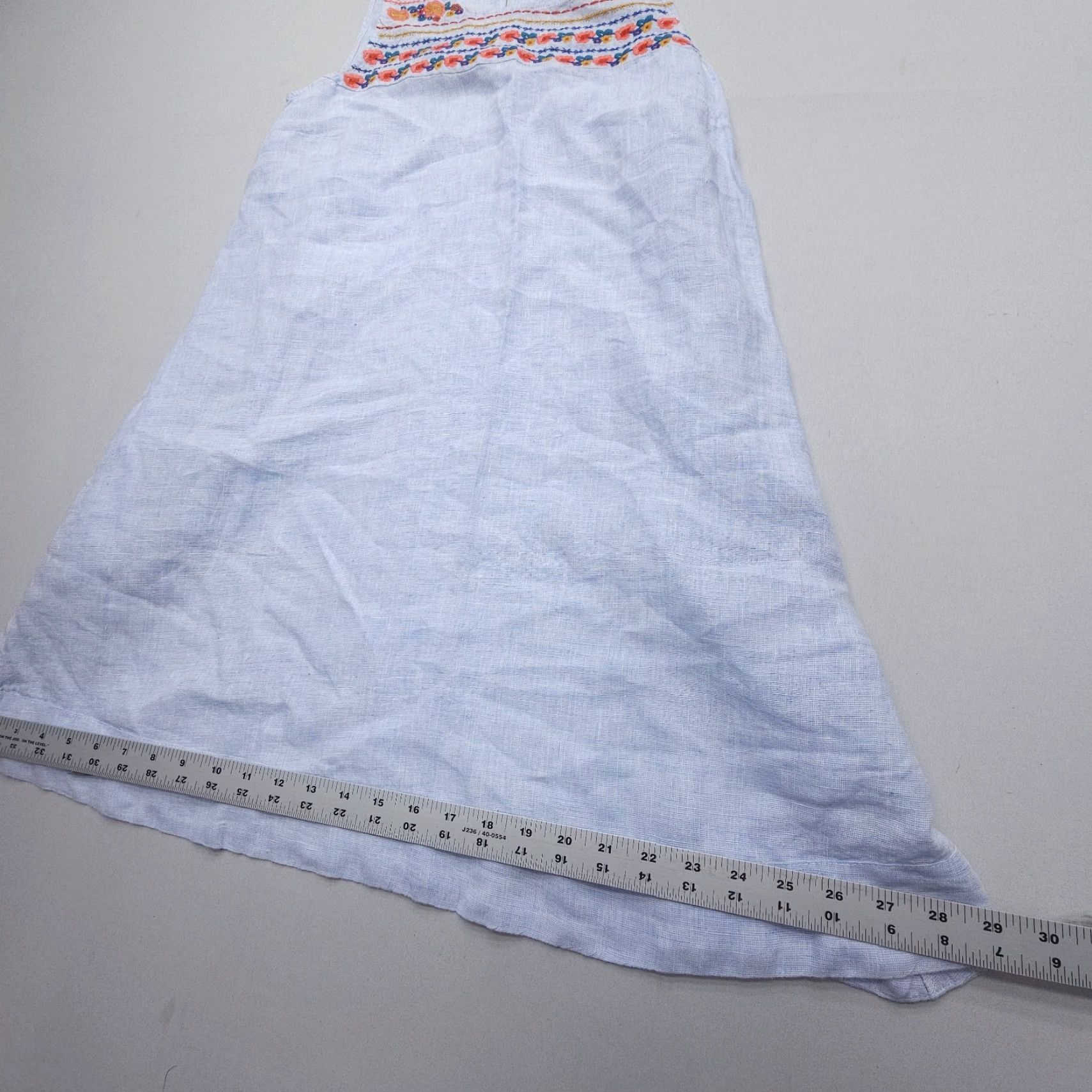 Vintage C&C California Dress Women S Blue Floral Linen Embroidered Knee Length Bohemian Beach Size S / US 4 / IT 40 - 6 Thumbnail