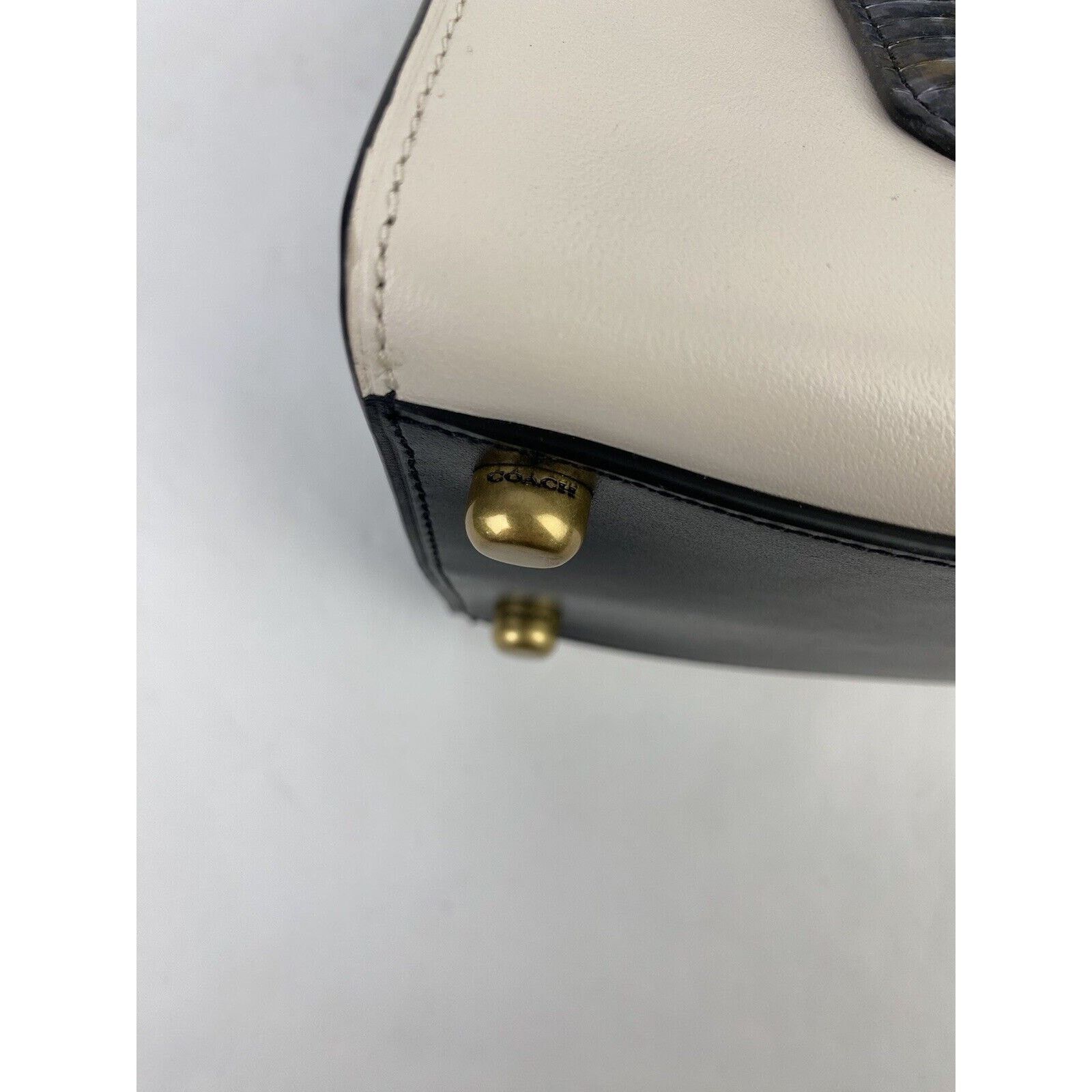Coach Coach Tabby Top Handle Black White Leather Snakeskin Purse Size ONE SIZE - 9 Thumbnail