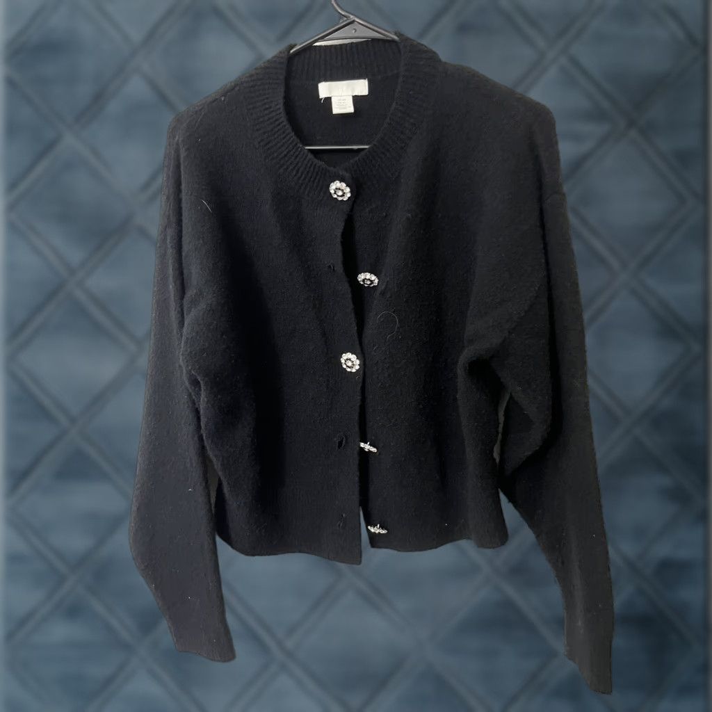 H&M VINTAGE H&M Cardigan Shirt Womens XS Black Wool Blend Button Front Cardigan Size XS / US 0-2 / IT 36-38 - 1 Thumbnail