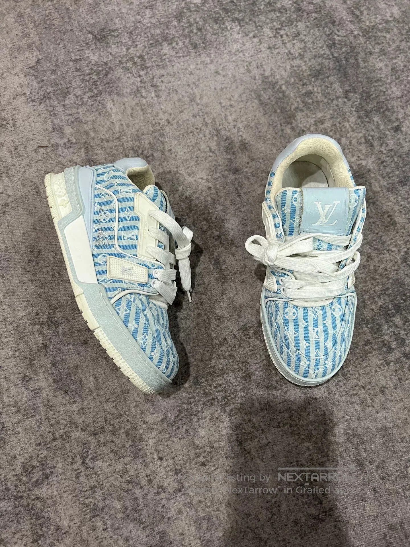 Louis Vuitton lv striped trainer shoes in blue. Size US 5 / EU 37 - 2 Thumbnail