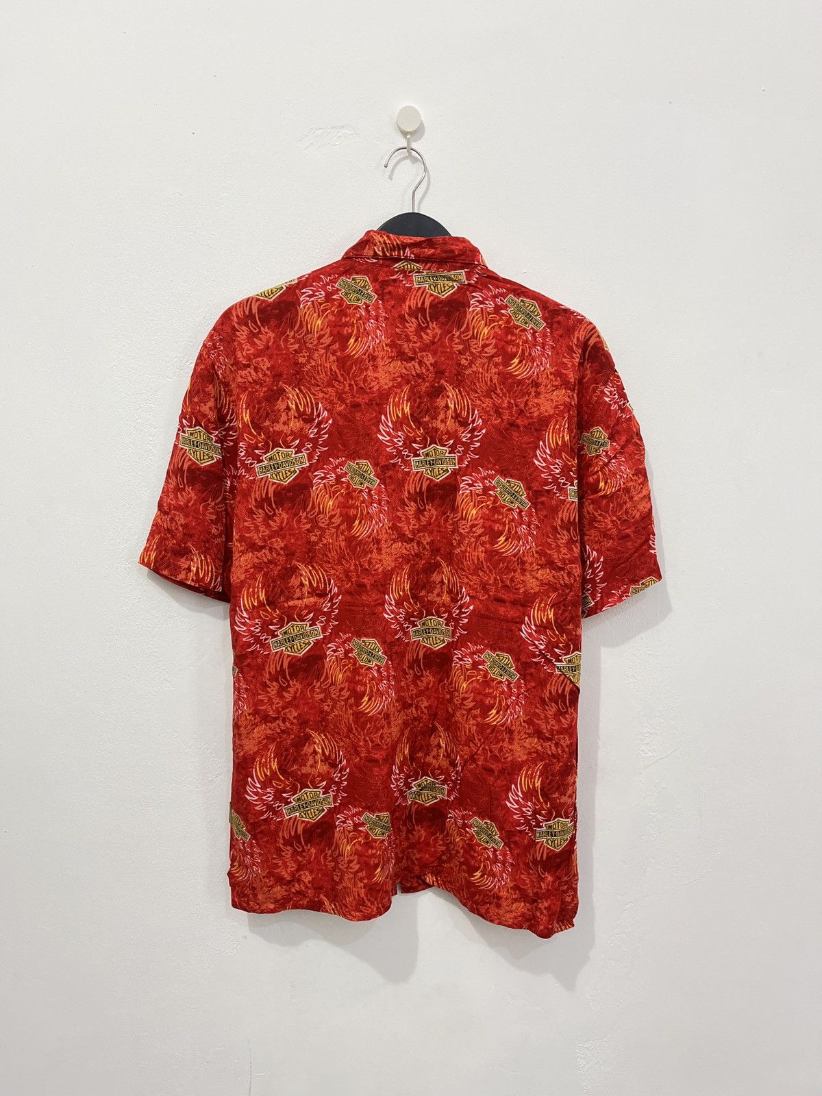 Harley Davidson Vintage Harley Davidson Flame Hawaiian 100% Rayon Shirt Size US S / EU 44-46 / 1 - 8 Thumbnail