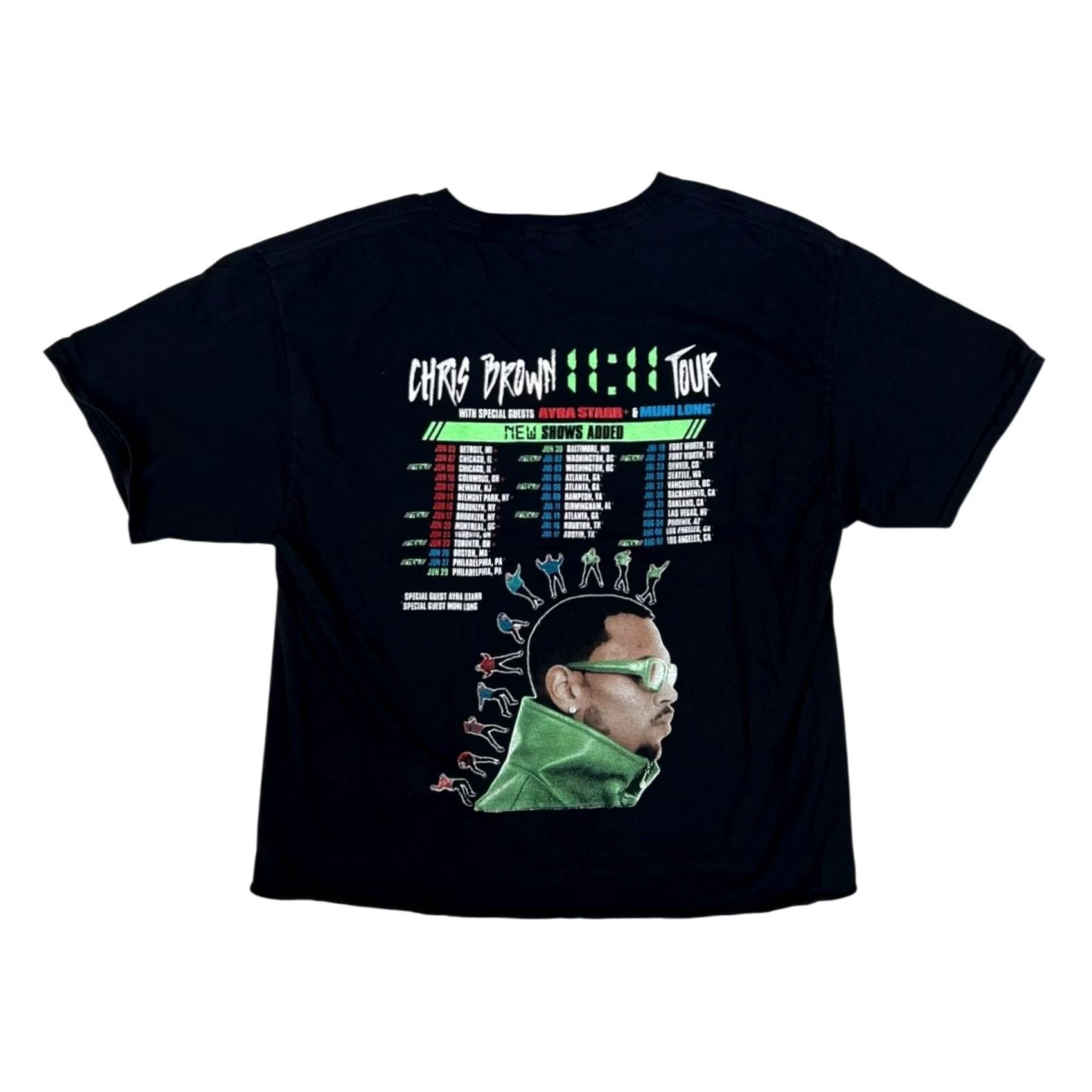 Fruit Of The Loom Chris Brown 11:11 Tour Concert T-Shirt Womens Large Black R&B Hip Hop Crop Size L / US 10 / IT 46 - 3 Thumbnail