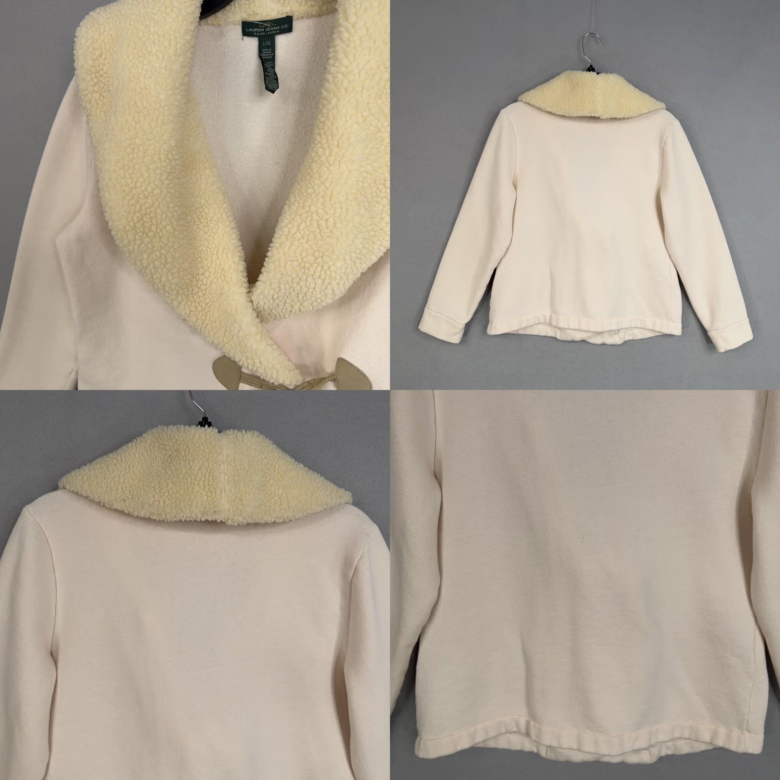 Ralph Lauren Lauren Ralph Lauren Jacket Womens Large White Sherpa Fleece Shawl Collar Toggle Size L / US 10 / IT 46 - 8 Thumbnail