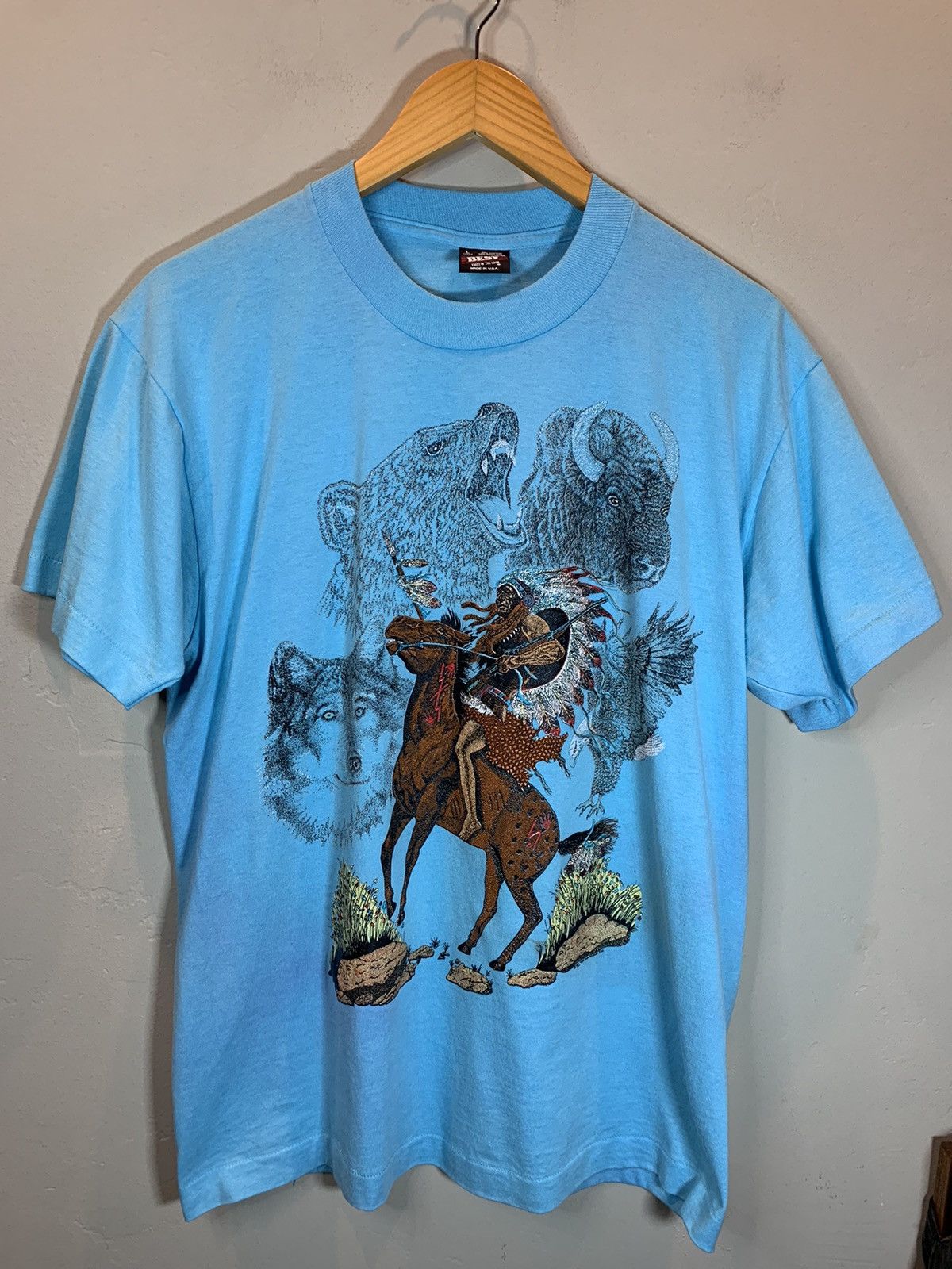 Vintage RARE* Vintage Native Tribal Chief Nature Single Stitch Shirt Size US L / EU 52-54 / 3 - 1 Thumbnail