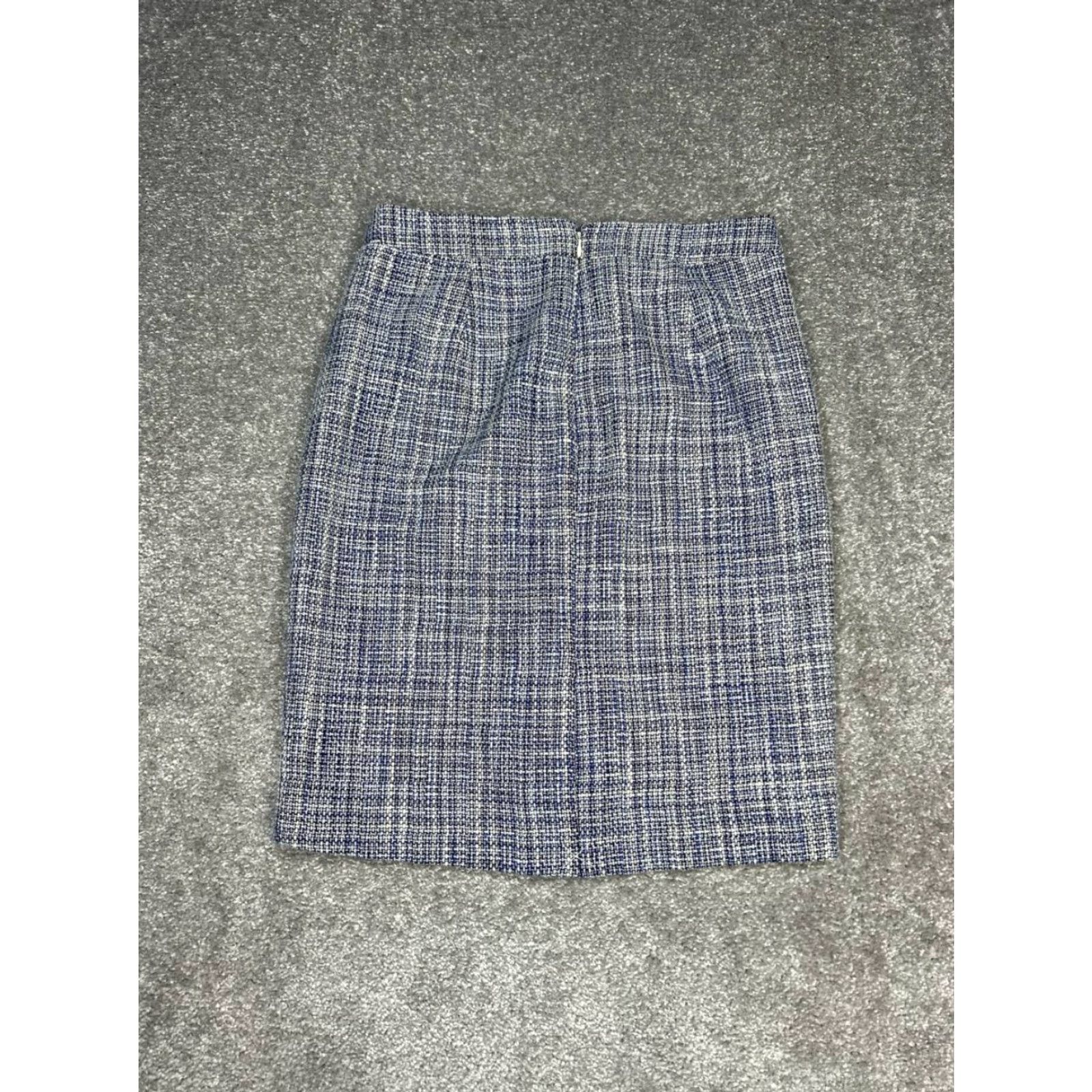 J.Crew J.CREW Skirt Women 2 Blue Textured Cotton Lined Back Zip Straight And Pencil New Size 26" / US 2 / IT 38 - 2 Thumbnail