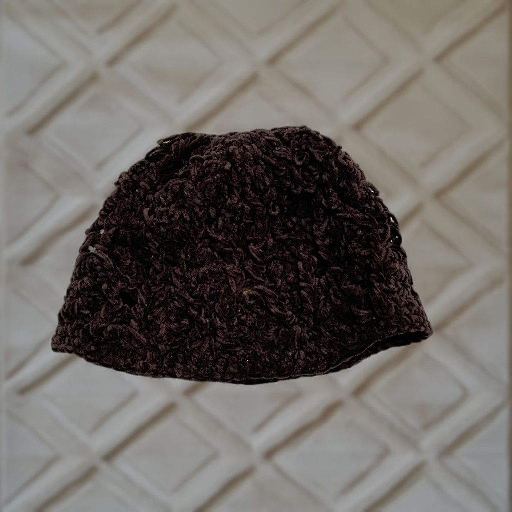 Vintage Scala Collezione Beanie Womens One Size Brown Acrylic Knit Hat Crochet Accents Boho Outdoor Fall Winter Seasonal Size ONE SIZE - 1 Thumbnail