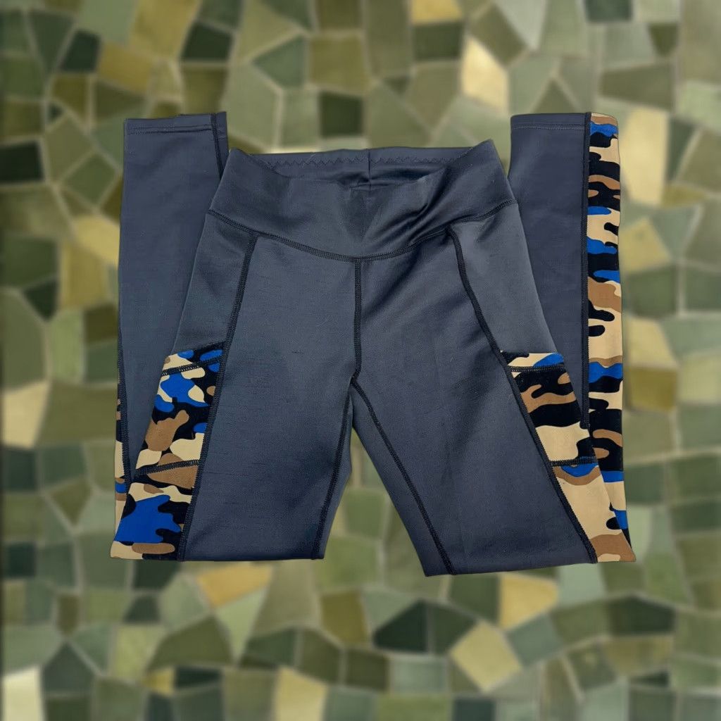 Vintage Womens JVINI Leggings Size Small Medium Gray Camo Pockets Activewear Size 28" / US 6 / IT 42 - 1 Thumbnail