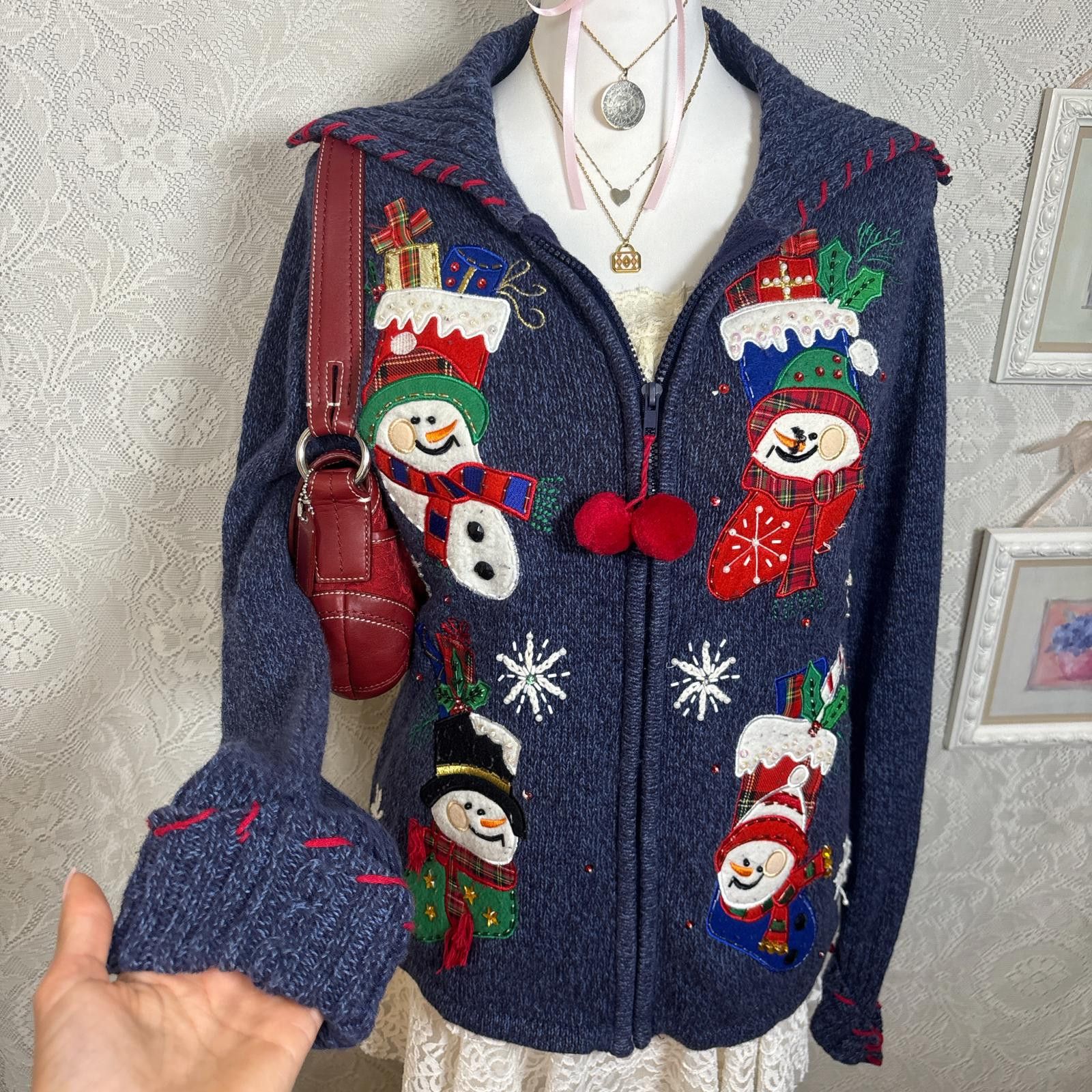 Other vintage christmas patchwork zip up sweater Size M / US 6-8 / IT 42-44 - 2 Thumbnail