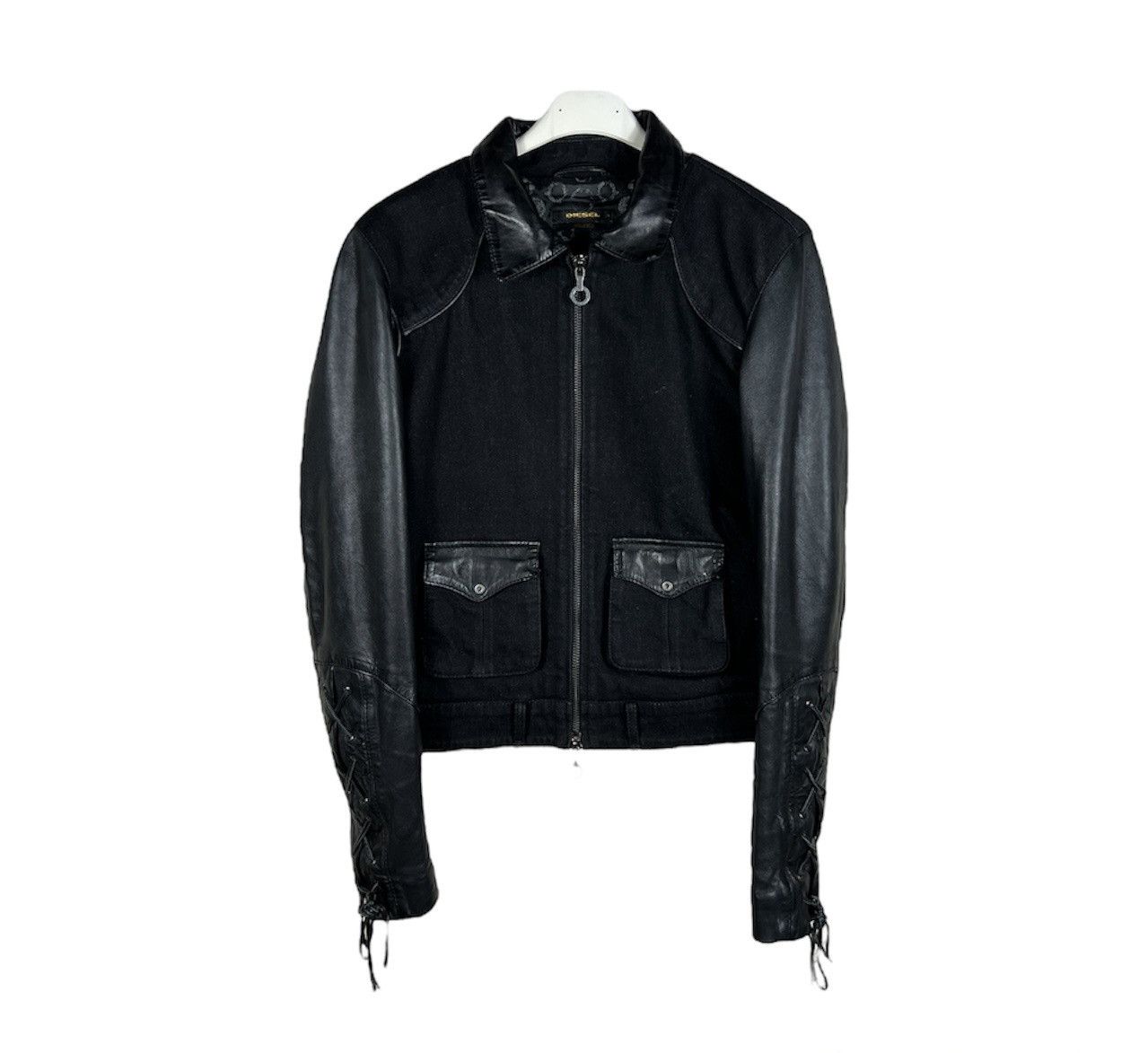 Diesel Black Gold Archive Diesel black gold denim leather jacket ties sleeves Size S / US 4 / IT 40 - 1 Thumbnail