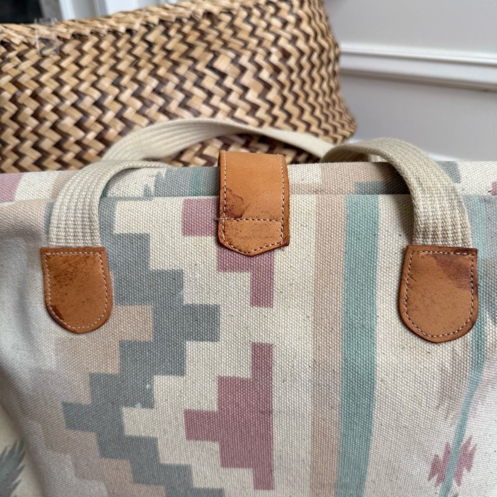 Vintage Vintage 90s Southwestern Pattern Canvas Satchel Clamshell Sm Size ONE SIZE - 7 Thumbnail