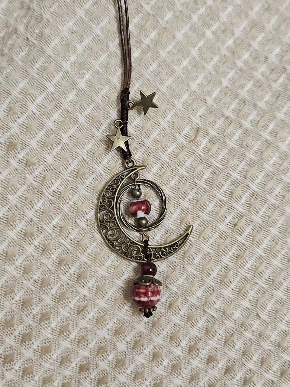 Handmade Moon and Star Pendant Necklace Handmade Jewelry Gift For Her Size ONE SIZE - 1 Thumbnail