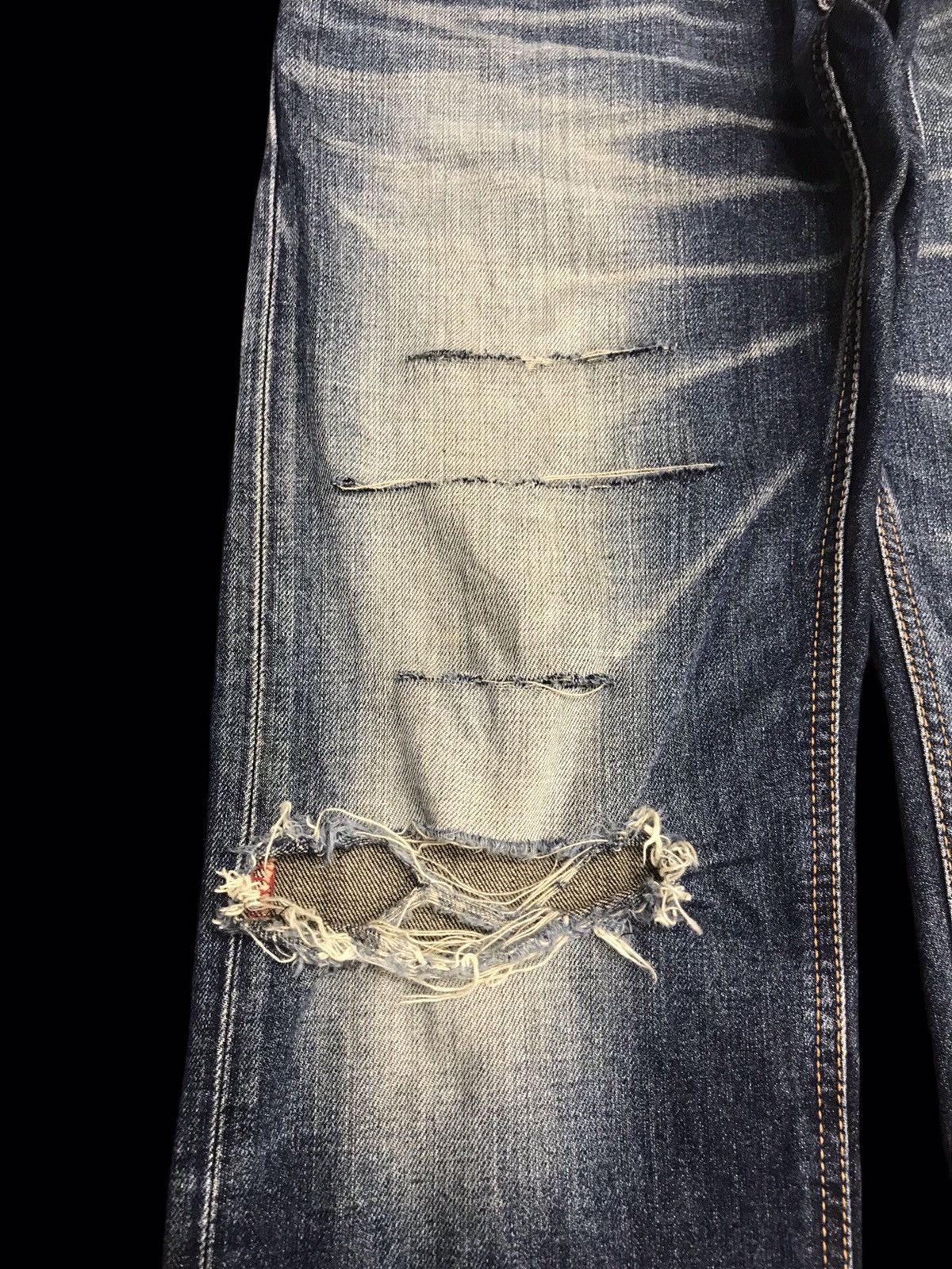 Edwin × Vintage EDWIN Super Distressed Mud Wash Regular Jeans F26 Size US 30 / EU 46 - 5 Thumbnail
