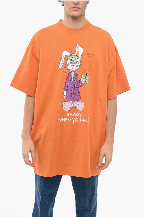 image of Martine Rose Og1Mm0424 Oversized Bunny T-Shirt In Orange, Men's (Size XS)